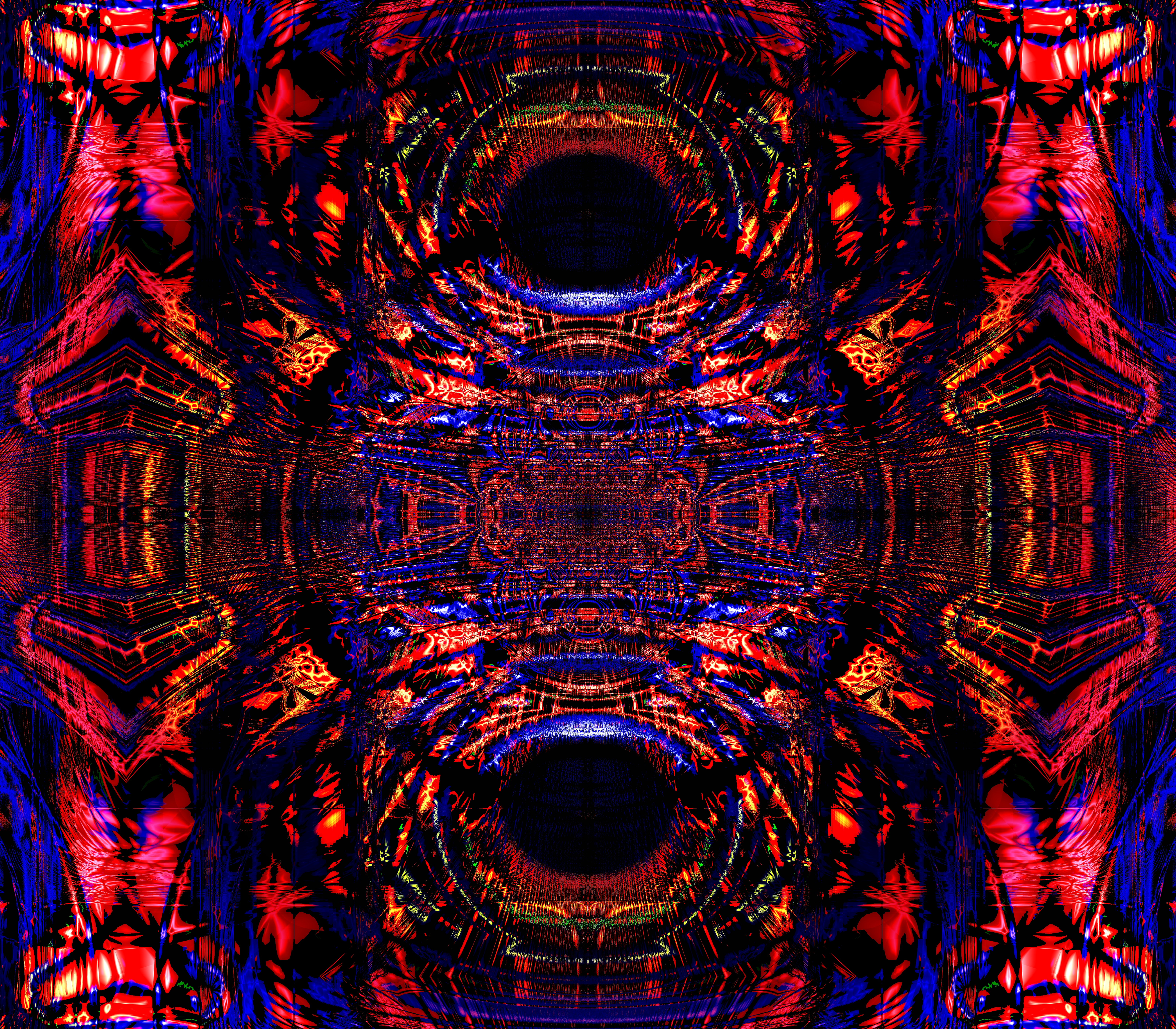Fractal Shapes Lines Abstraction Red Blue