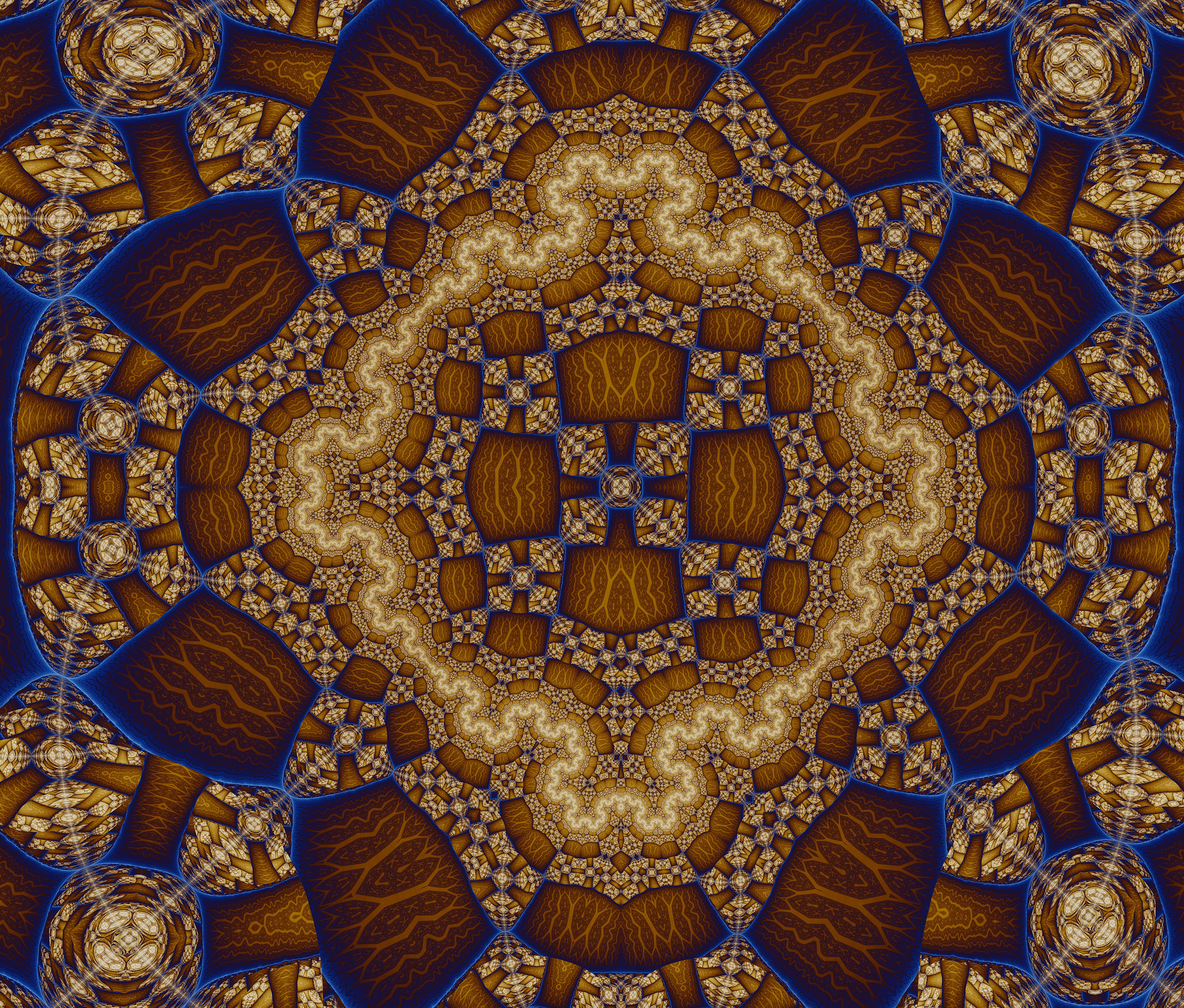 Fractal Shapes Pattern Abstraction Brown Blue