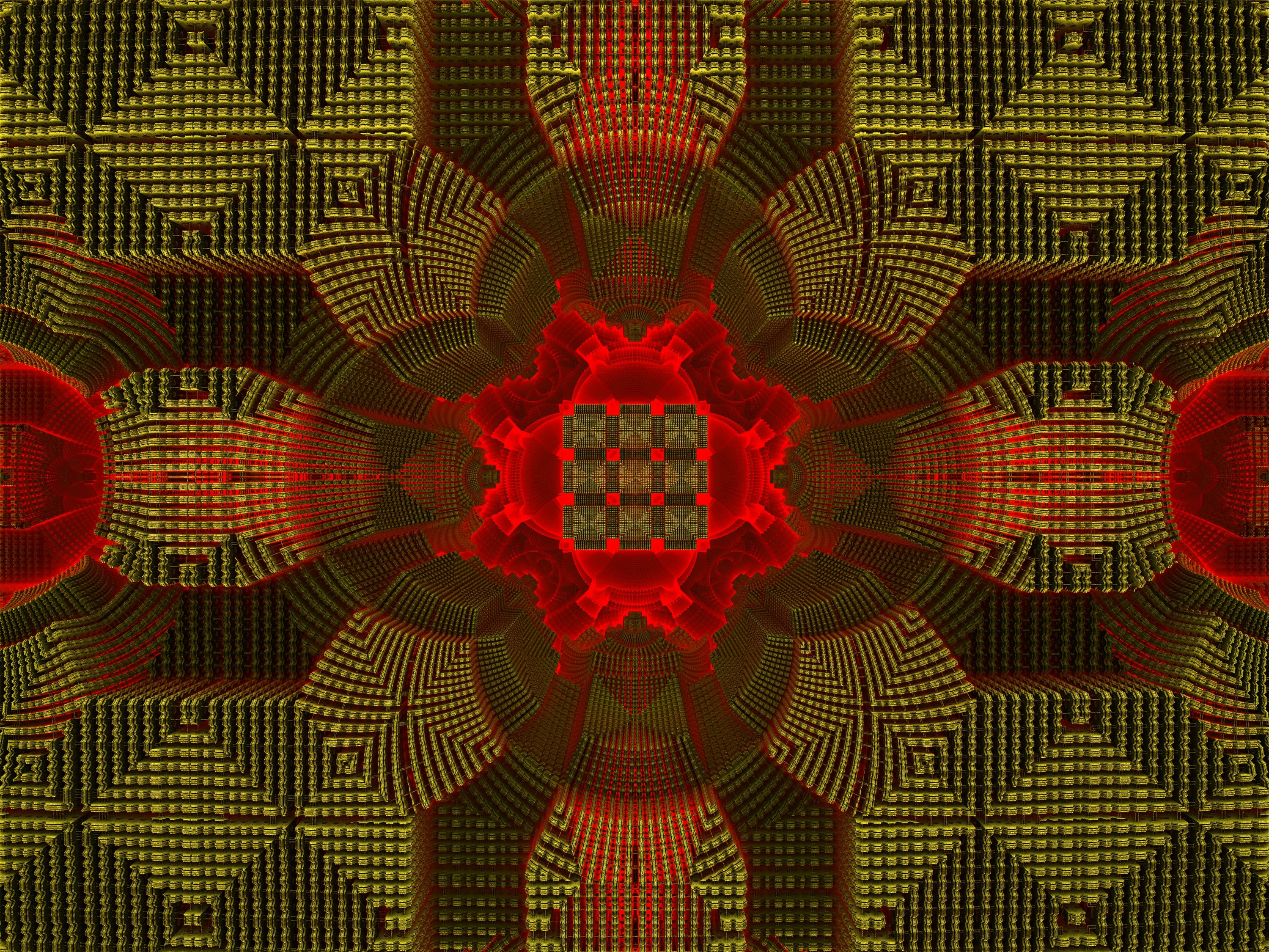 Fractal Shapes Pattern Abstraction Green Red