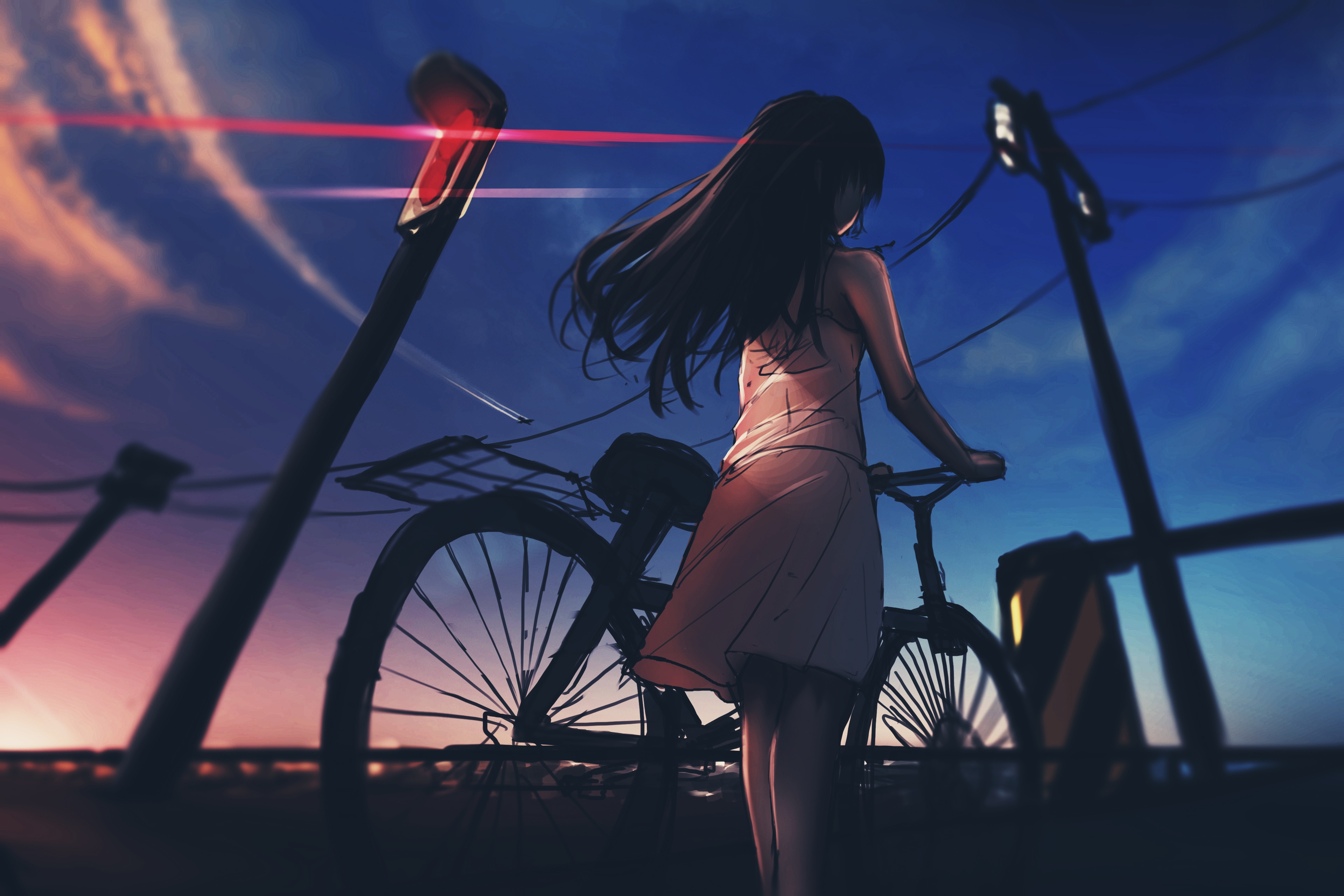 Girl Bike Twilight Anime Art