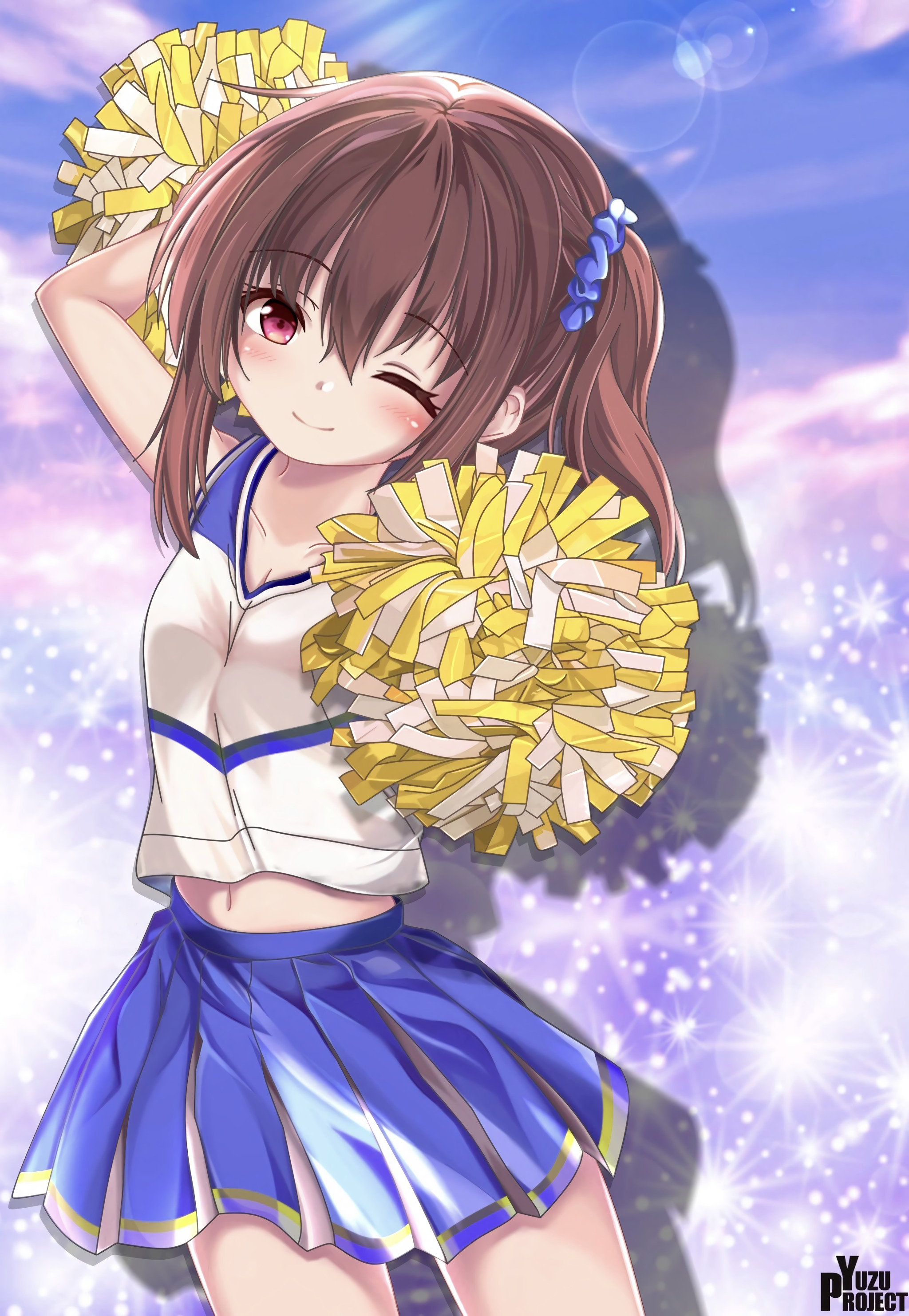 Girl Cheerleader Pom-poms Anime Art