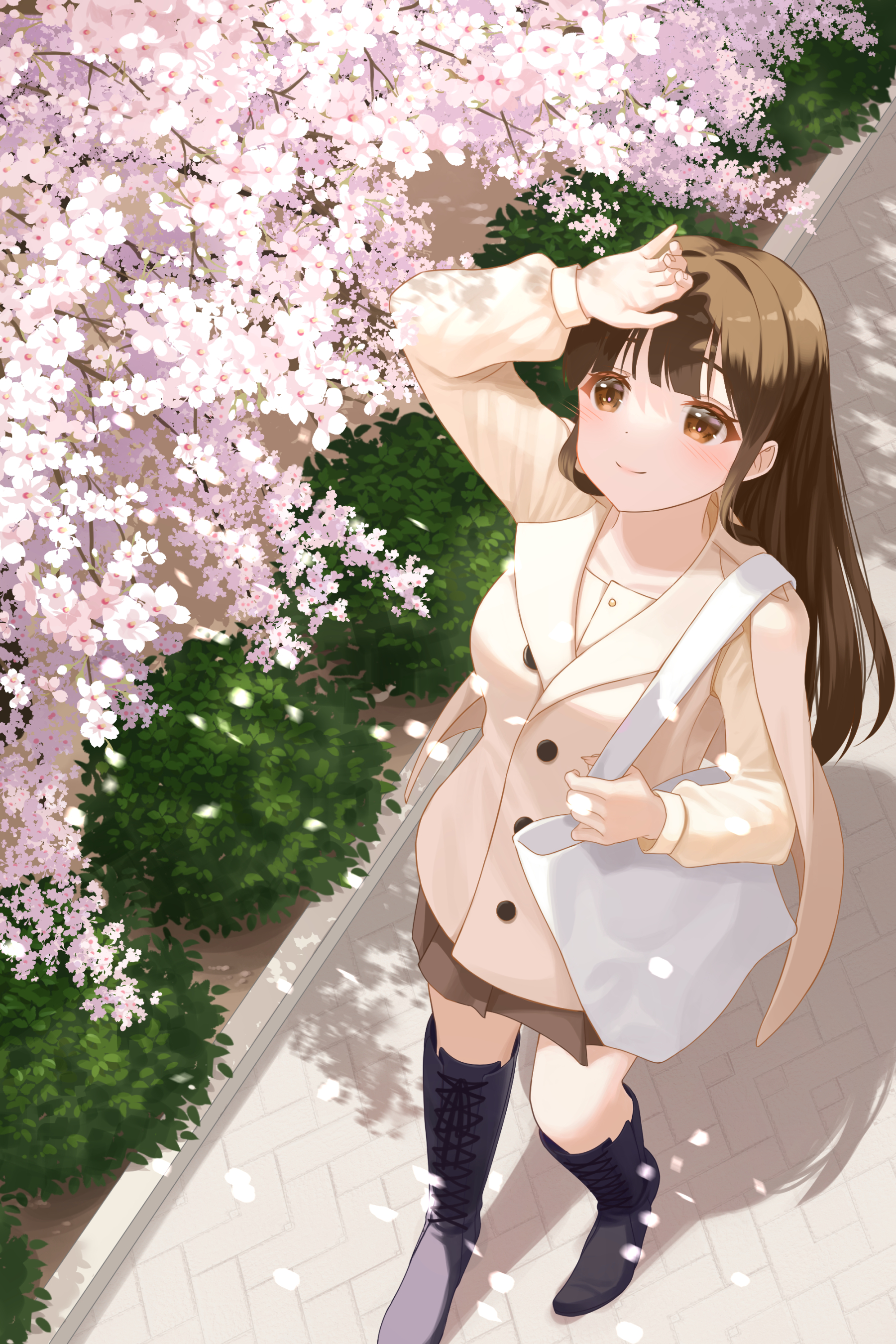 Girl Coat Sakura Anime Art