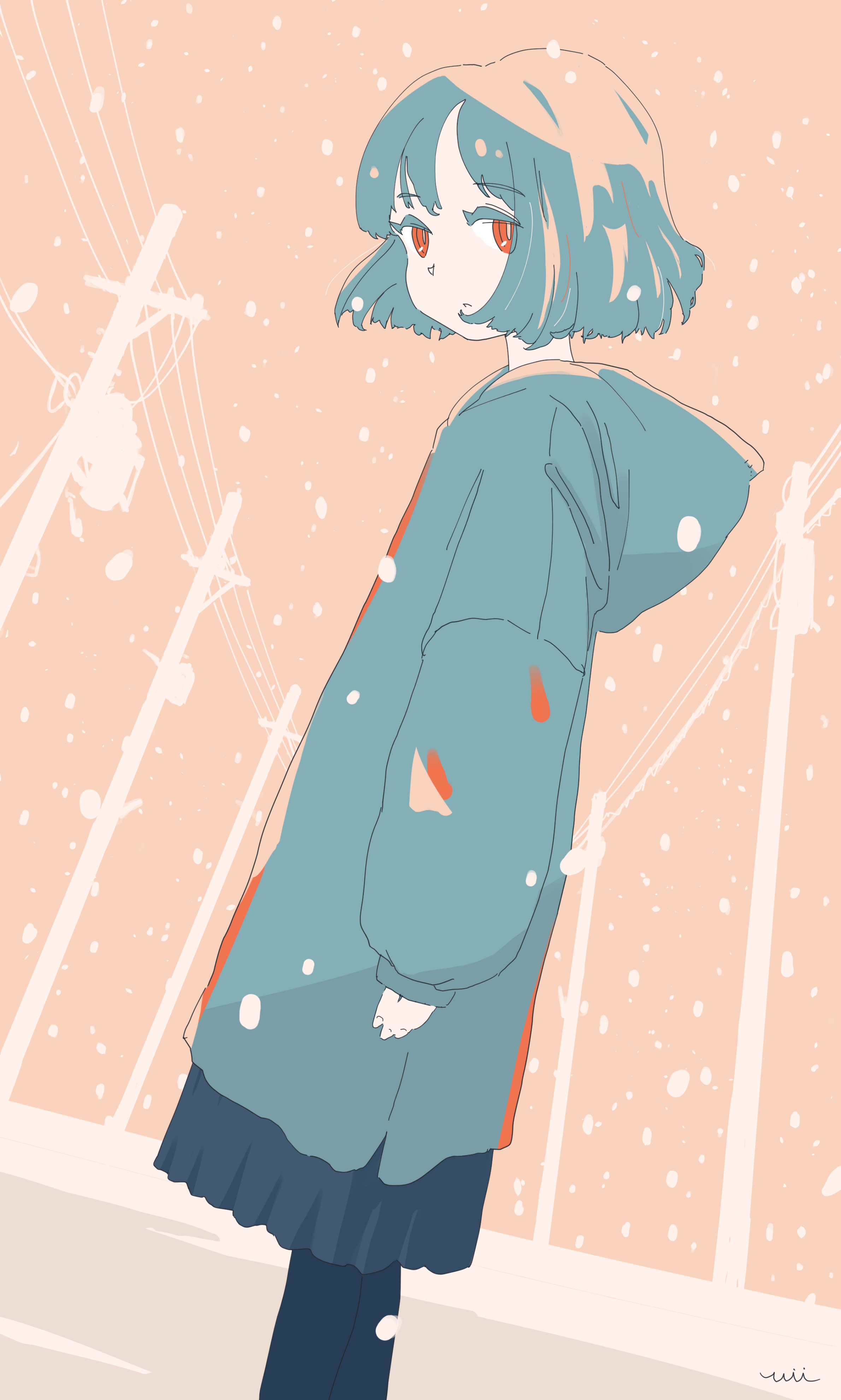 Girl Coat Walk Snow Winter Anime