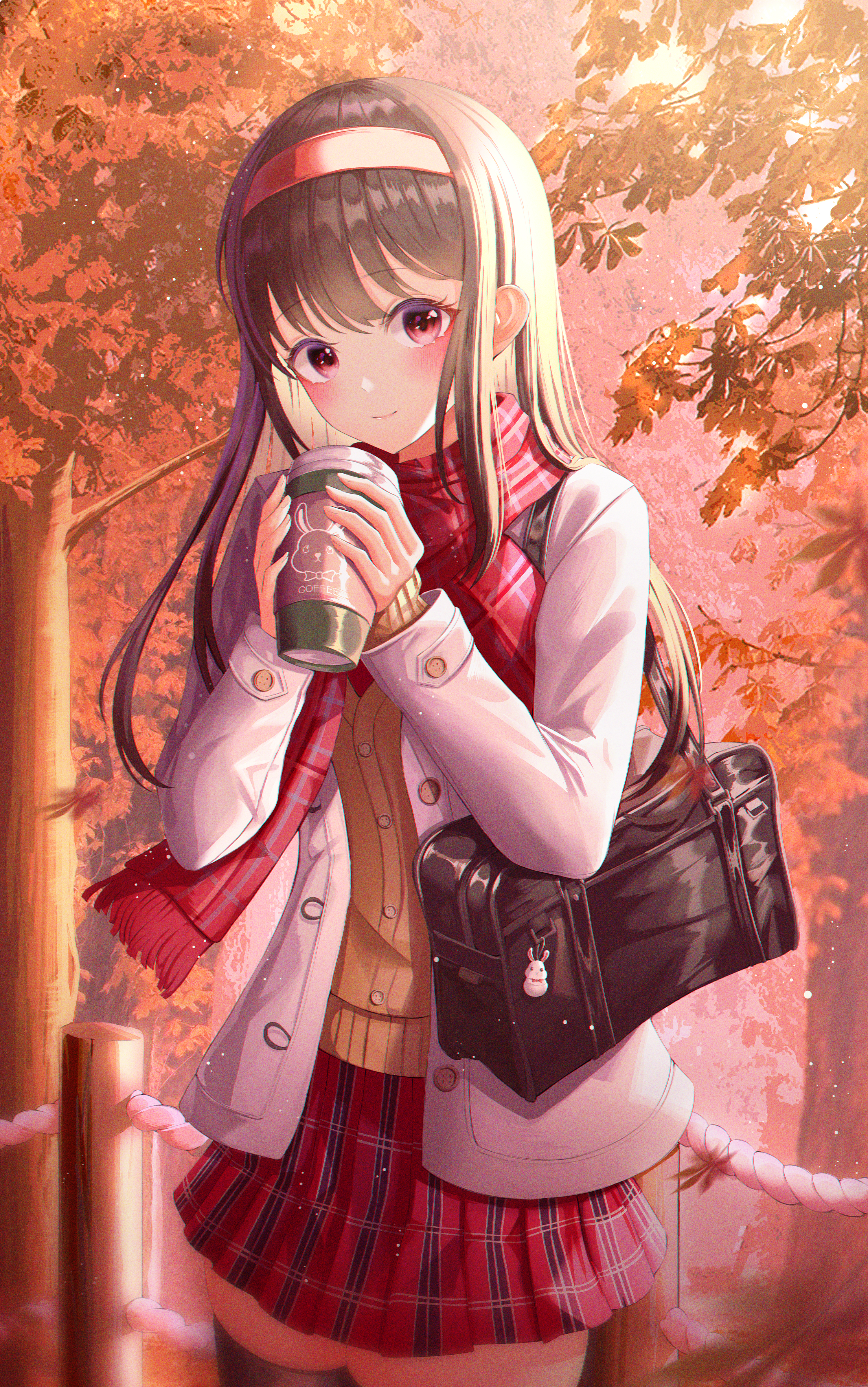 Girl Coffee Autumn Anime Art