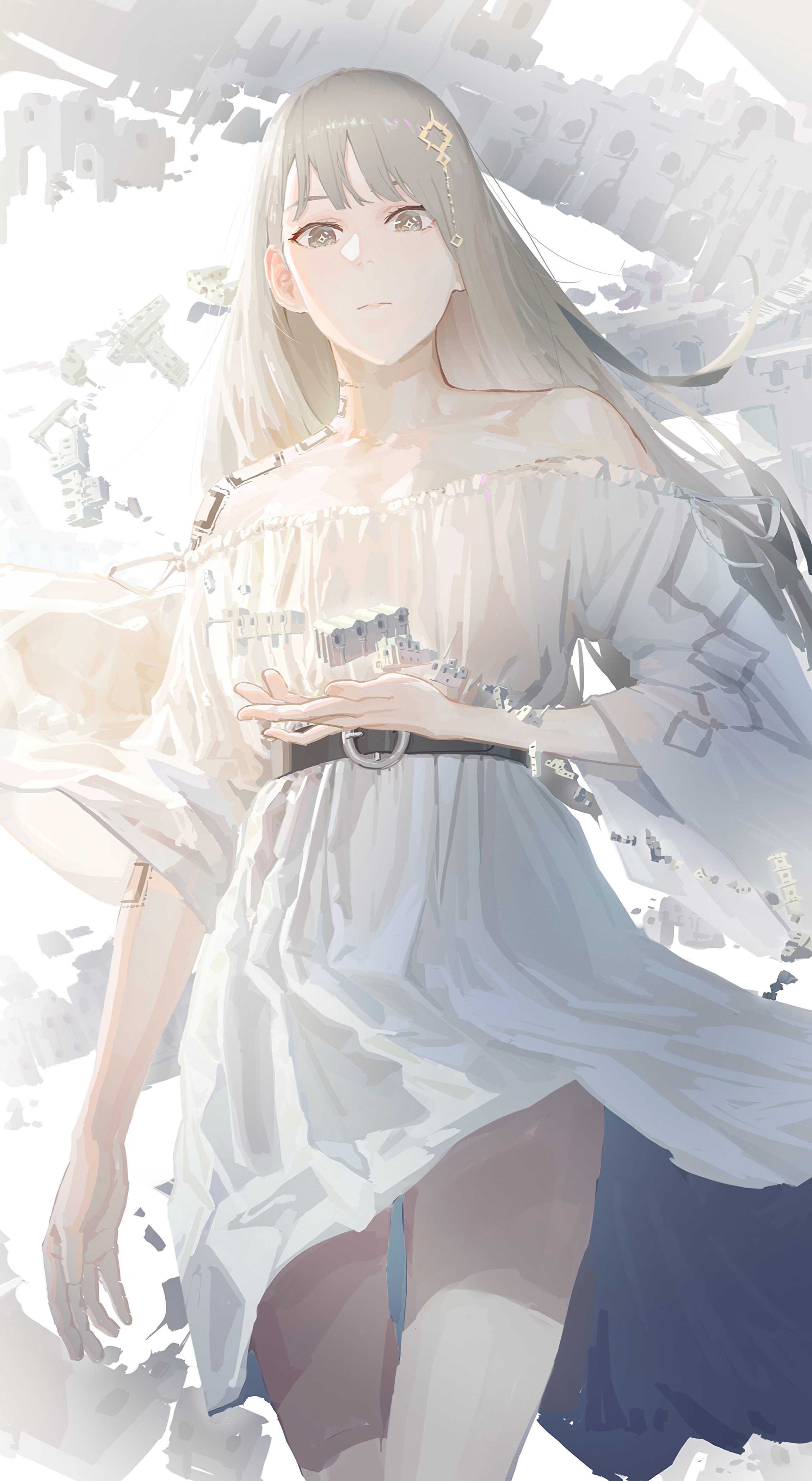 Girl Dress Ruins Anime White