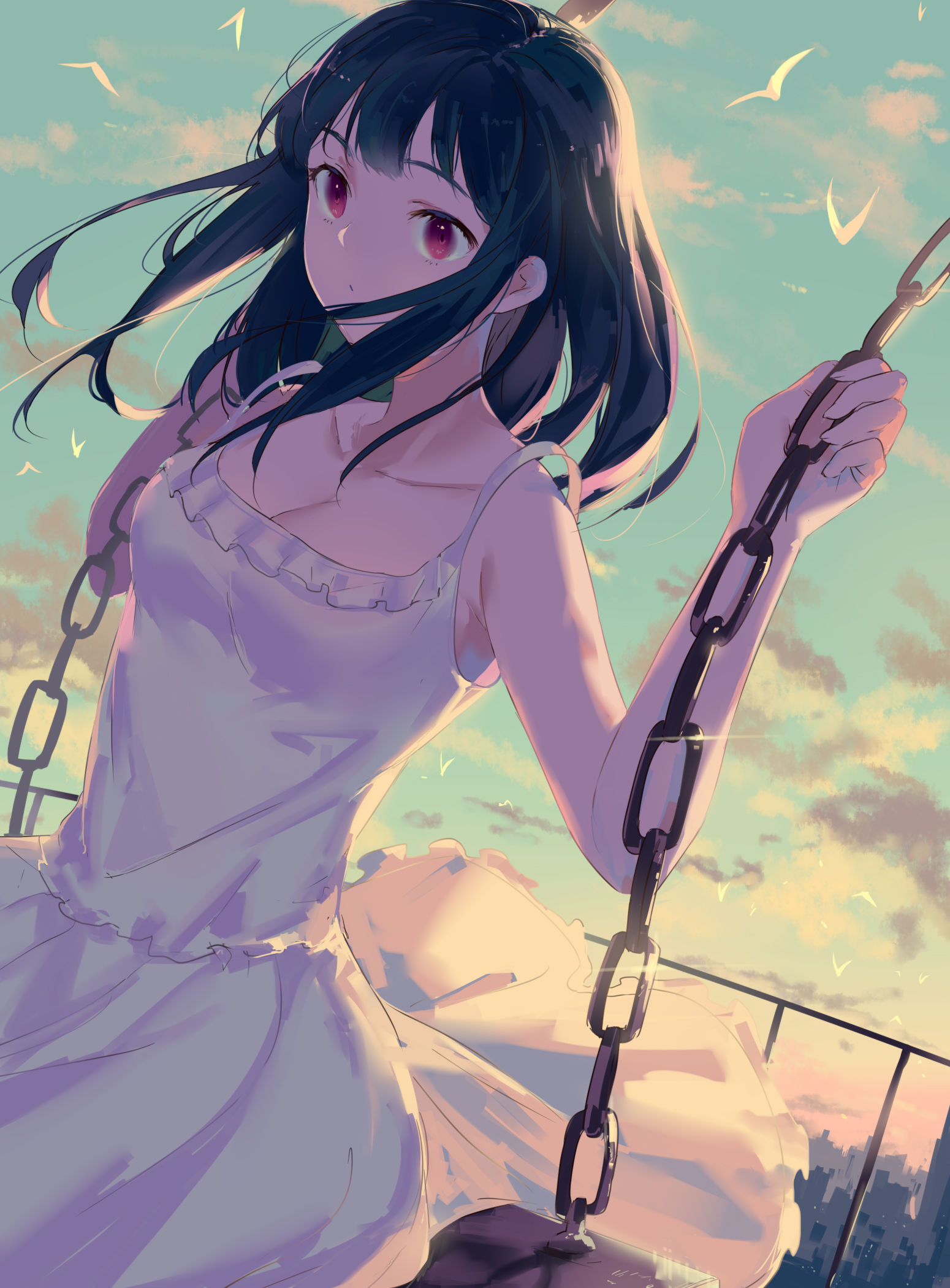 Girl Dress Swing Anime Art