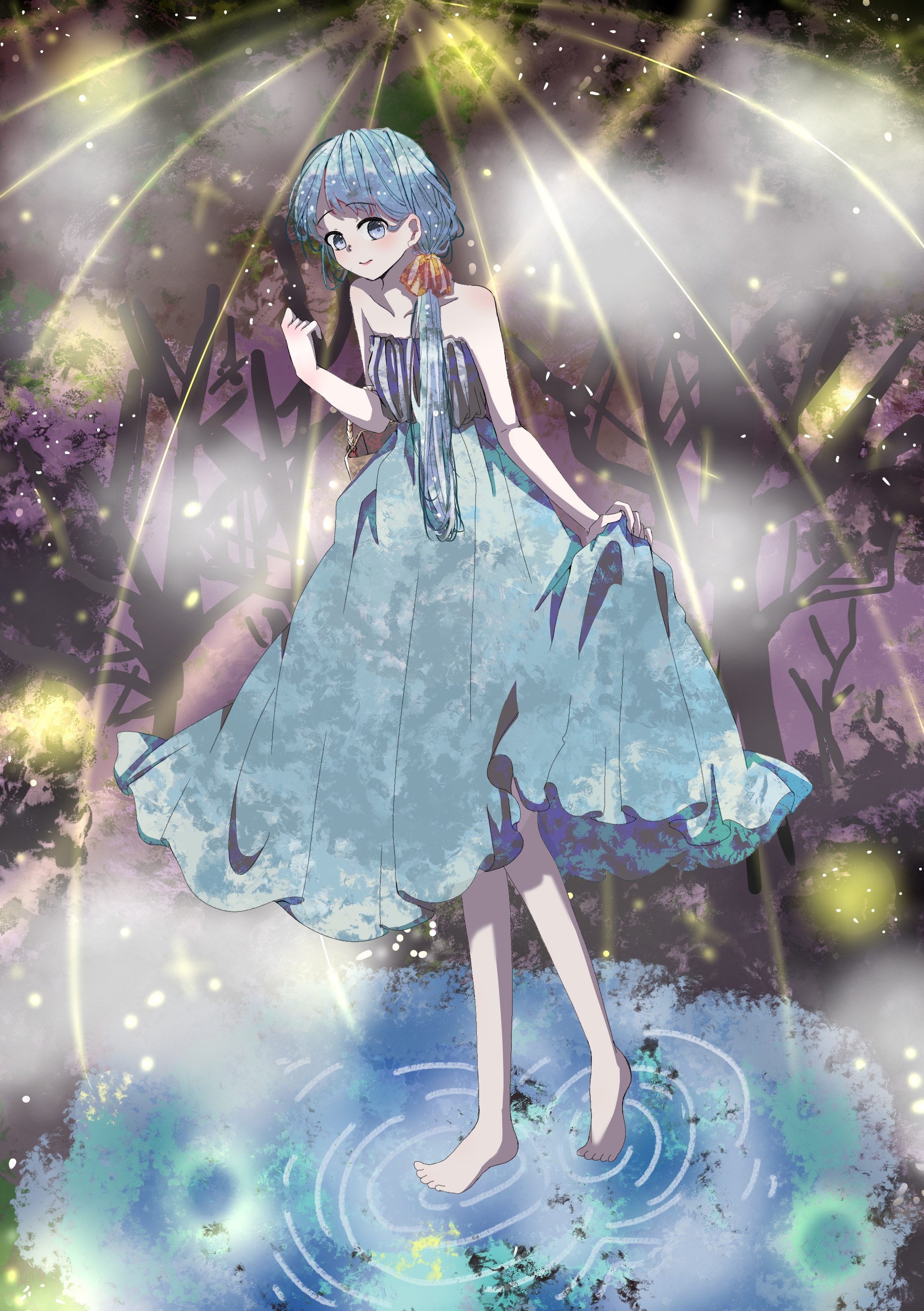 Girl Dress Water Touch Anime