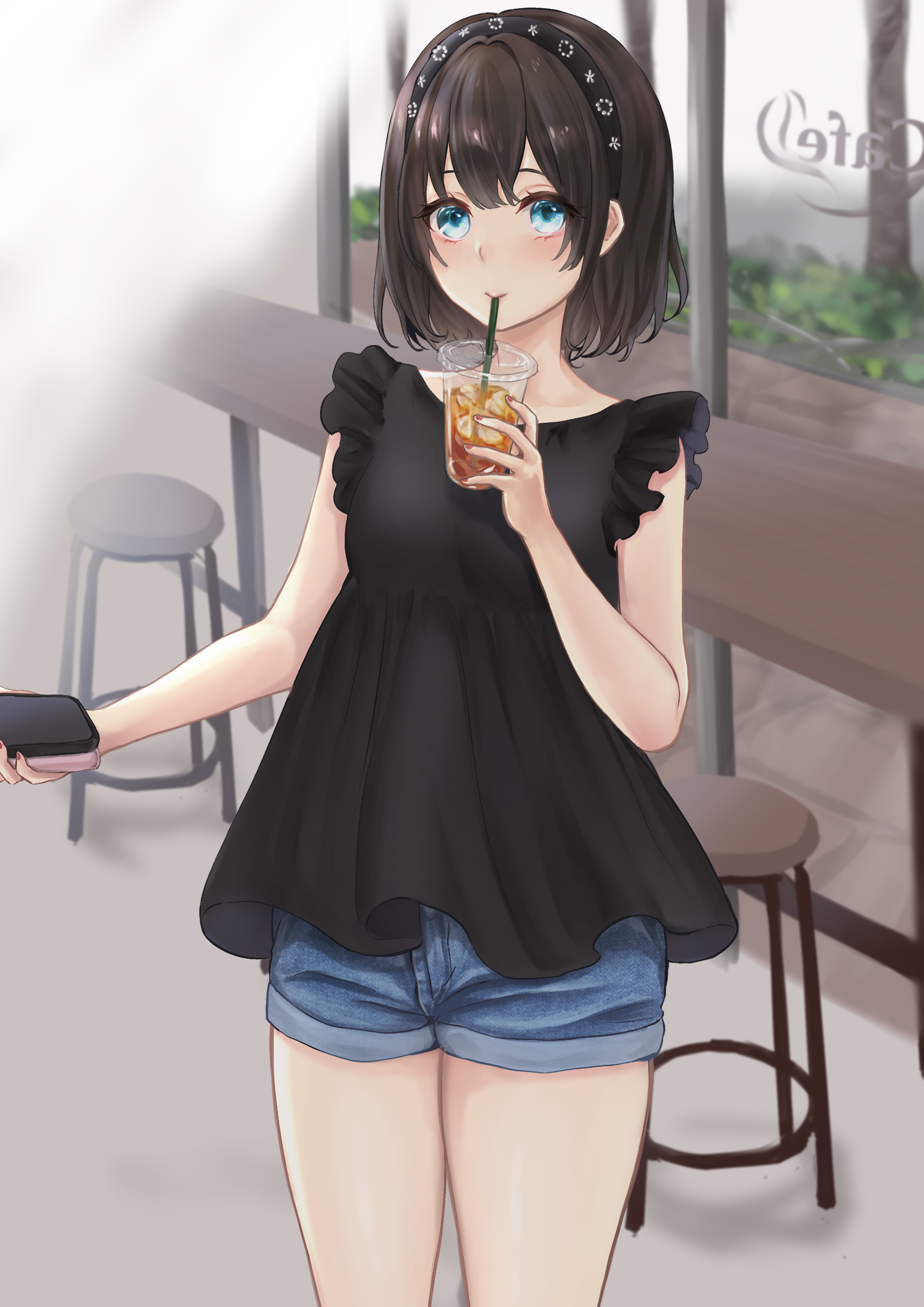 Girl Drink Cup Anime Art