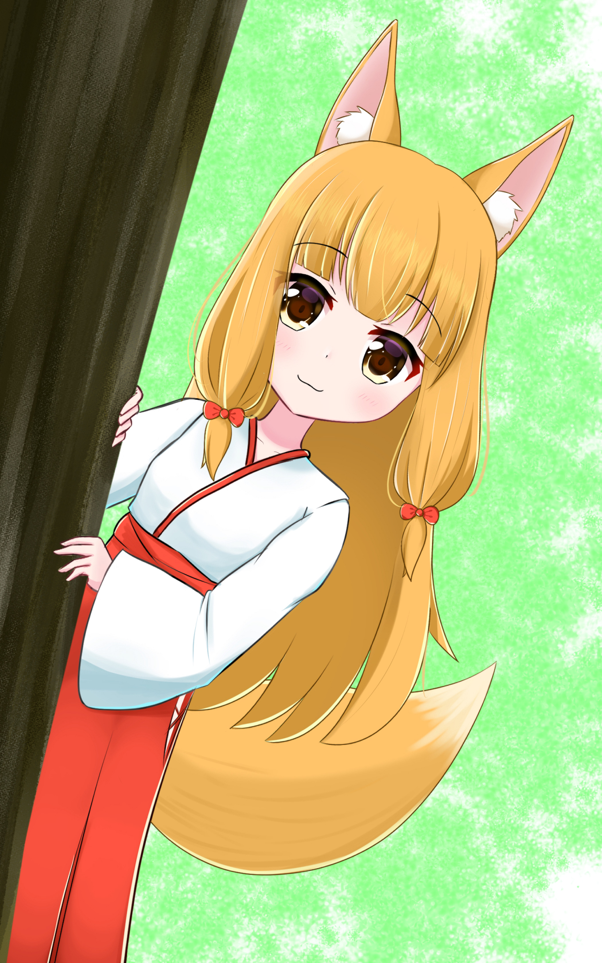 Girl Ears Tail Fox Anime Art