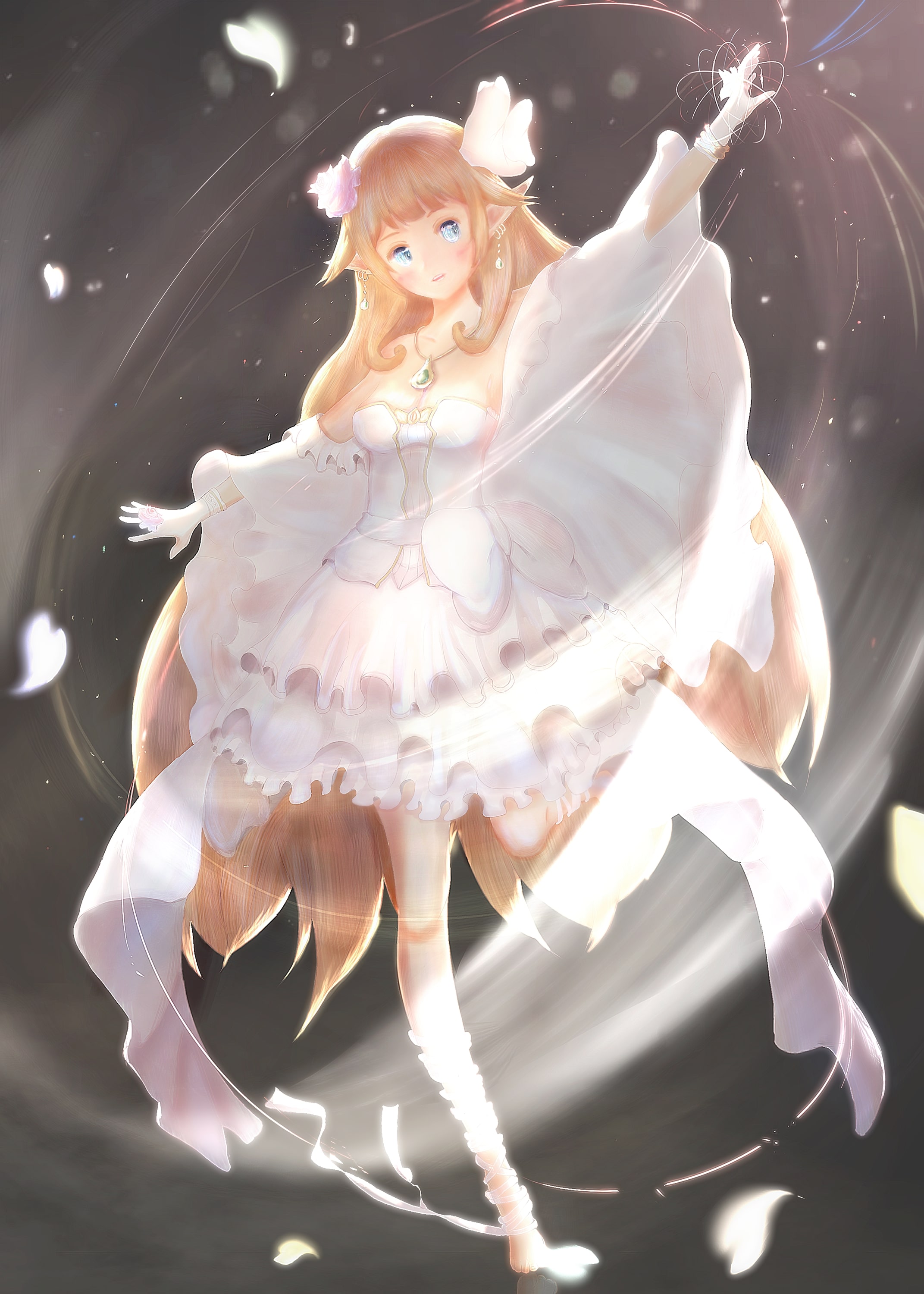 Girl Elf Dress Anime Art Light