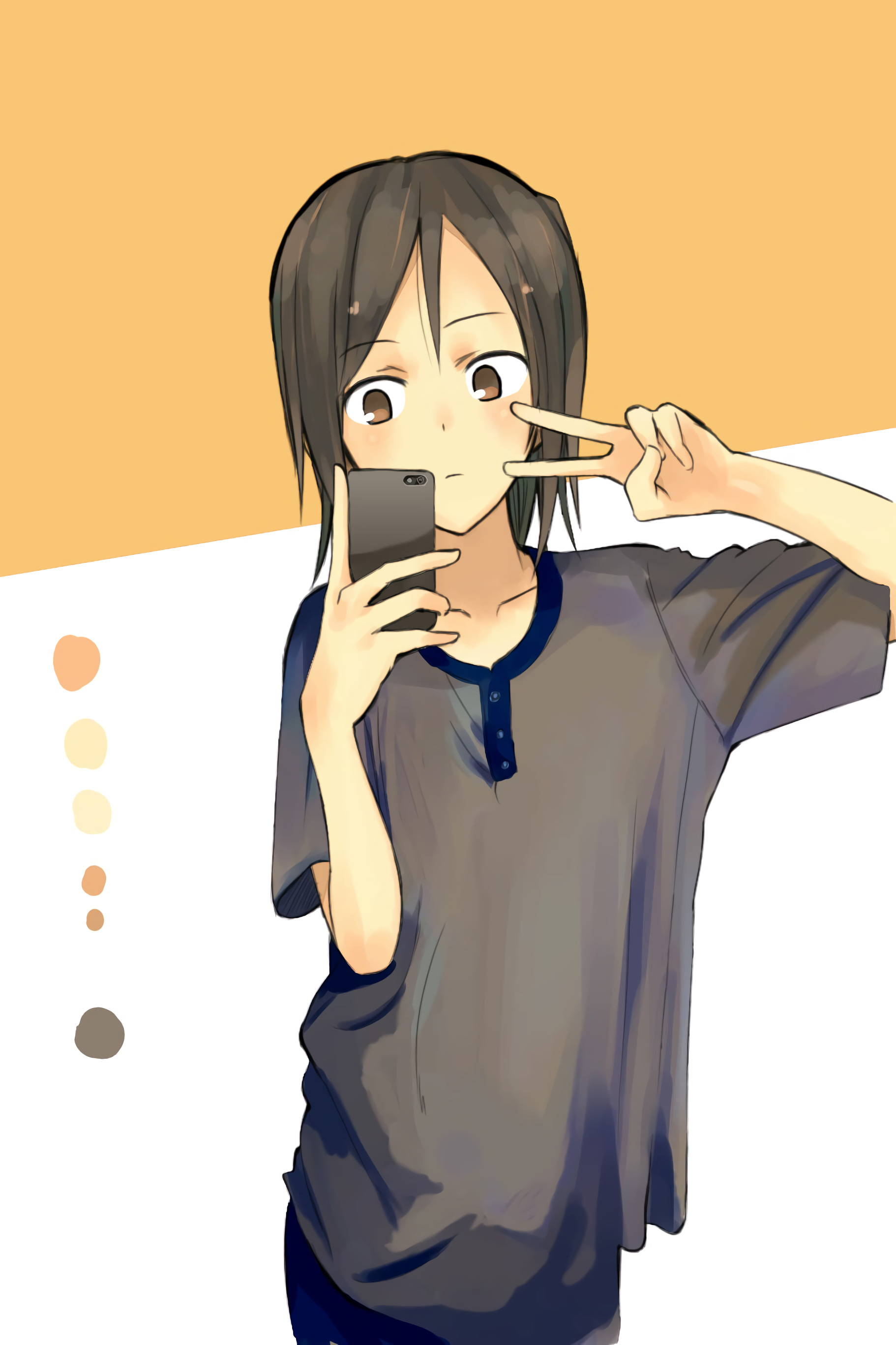 Girl Gesture Phone Selfie Anime