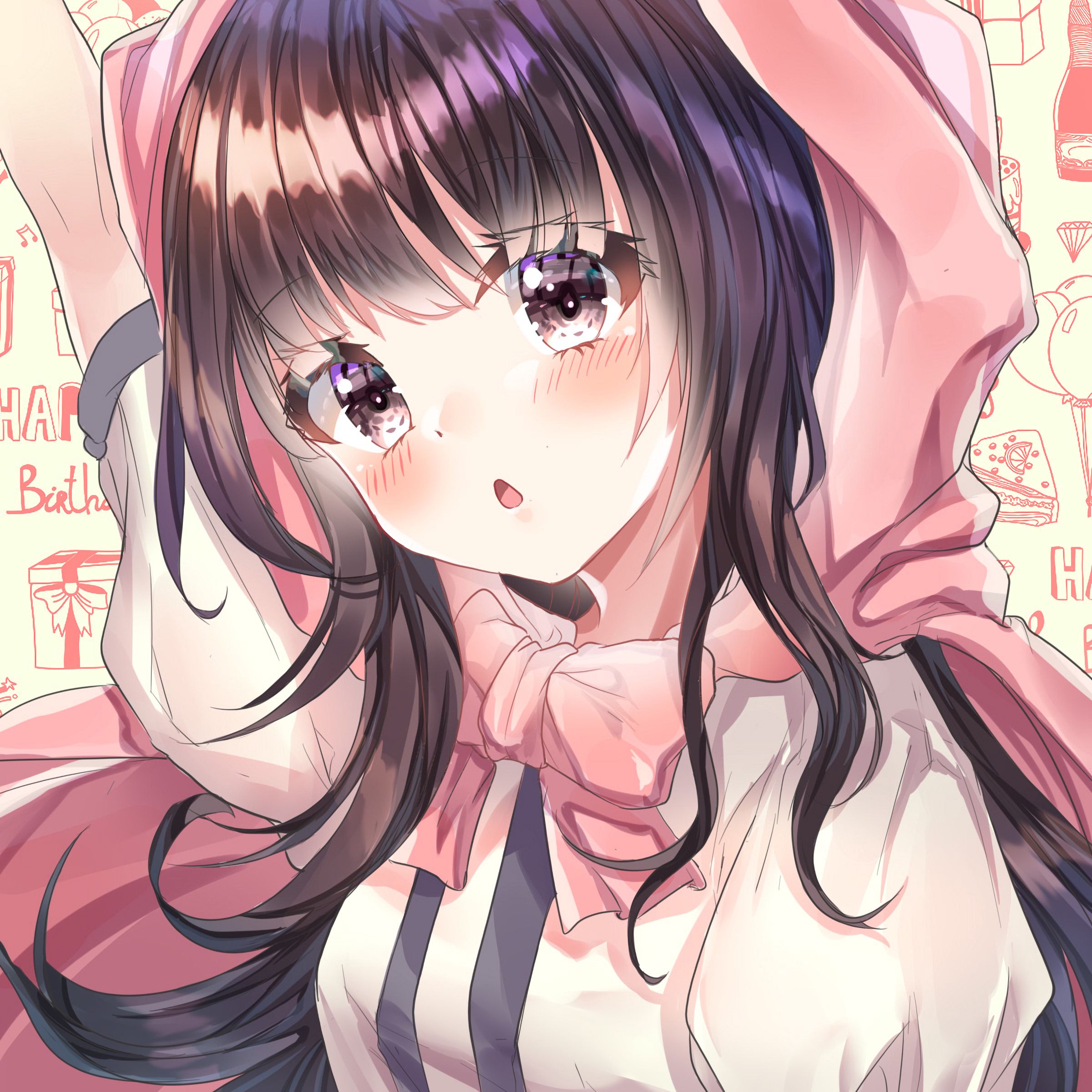 Girl Glance Anime Art Cute