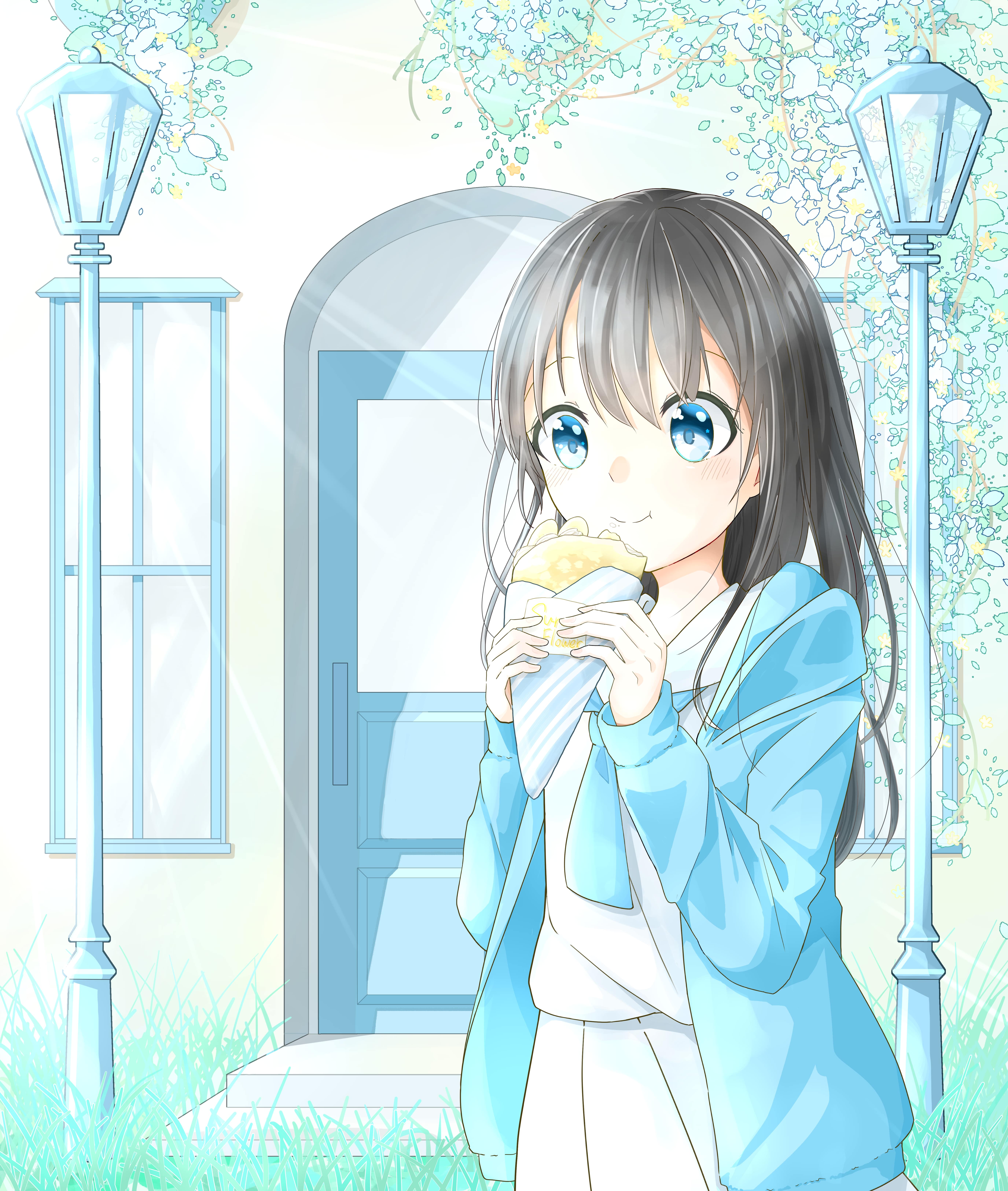 Girl Glance Dessert Anime Art Light