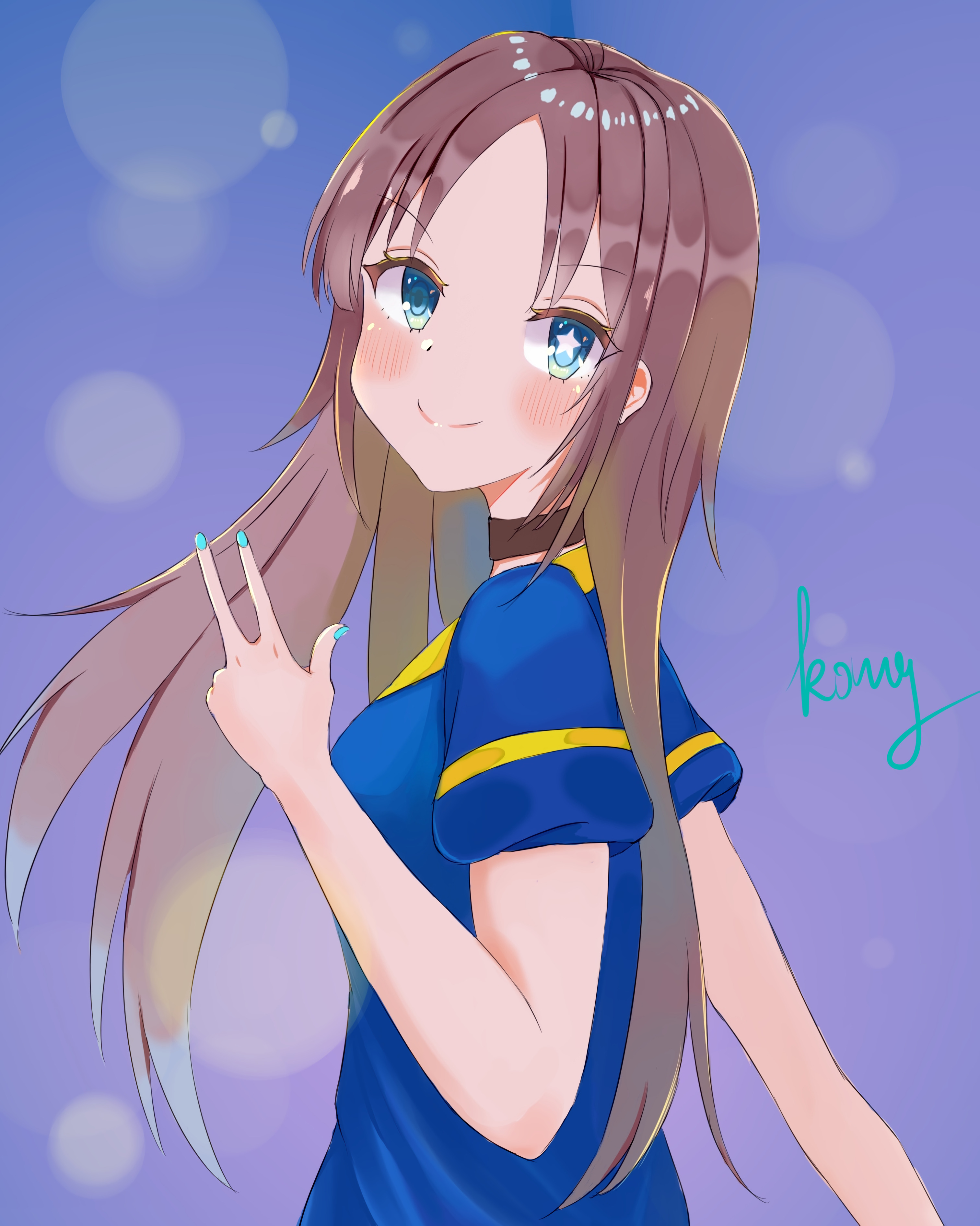 Girl Glance Gesture Smile Anime Art Cartoon