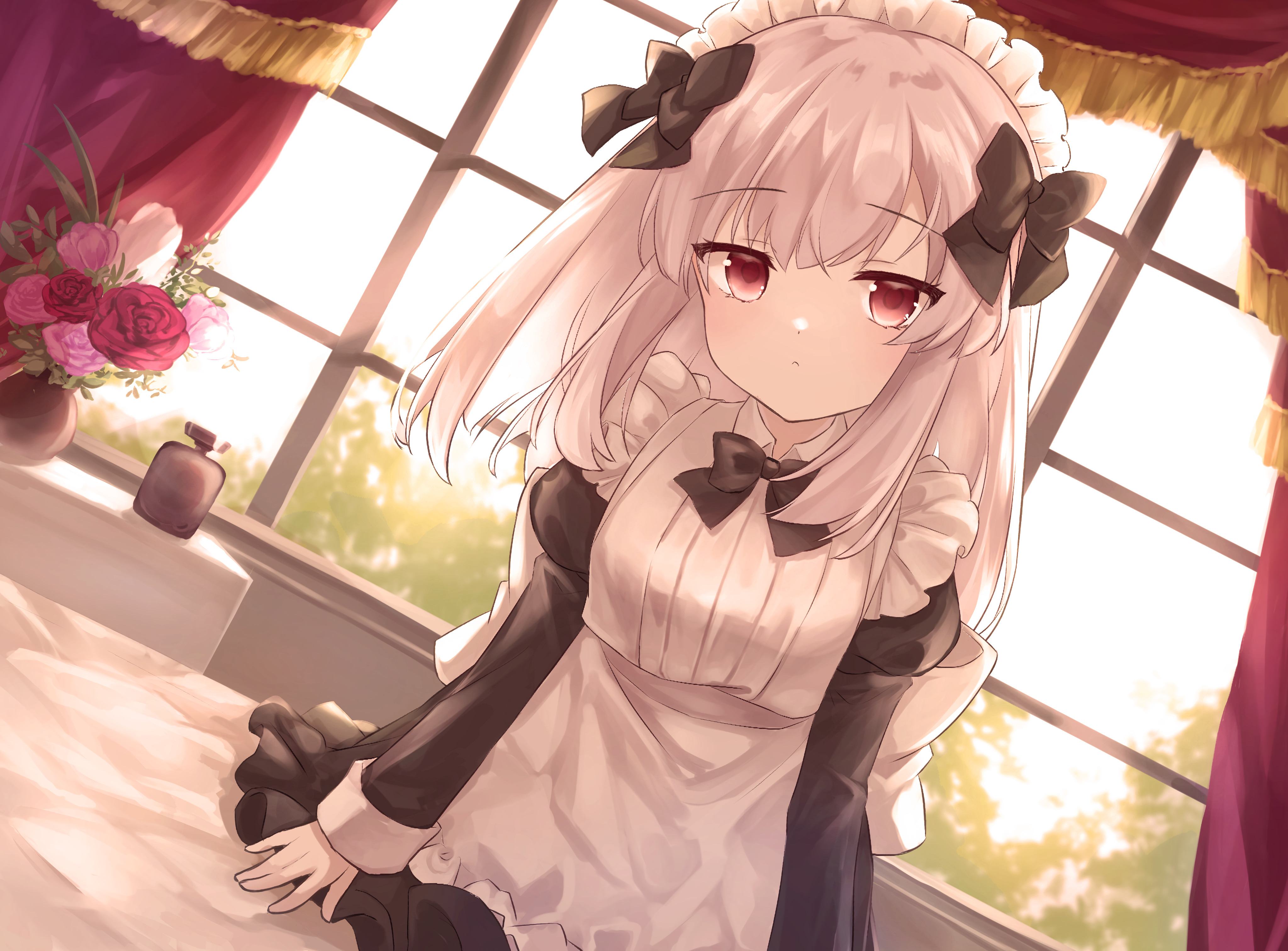 Girl Glance Maid Anime Art Cartoon