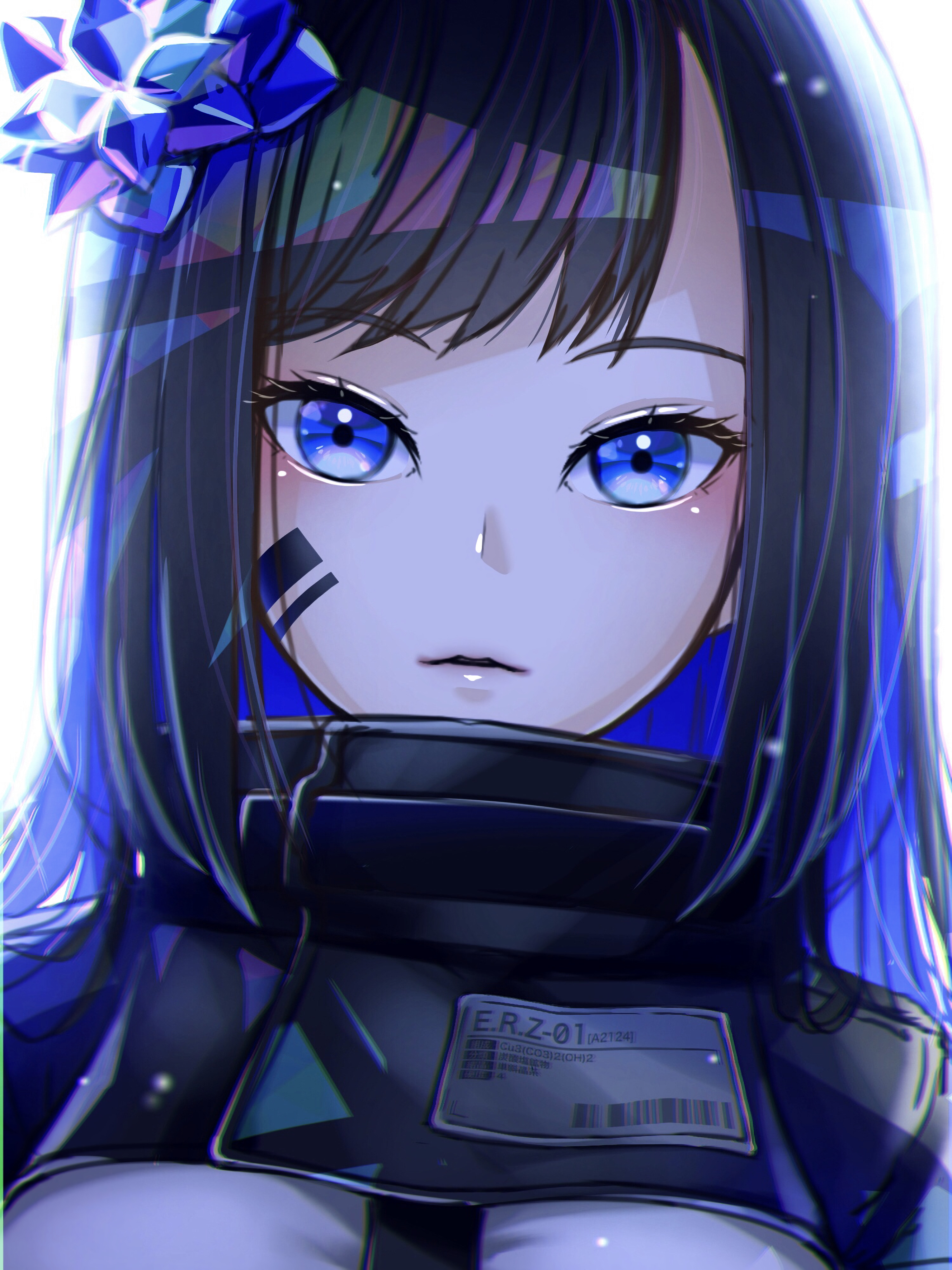 Girl Glance Soldier Anime Art Blue