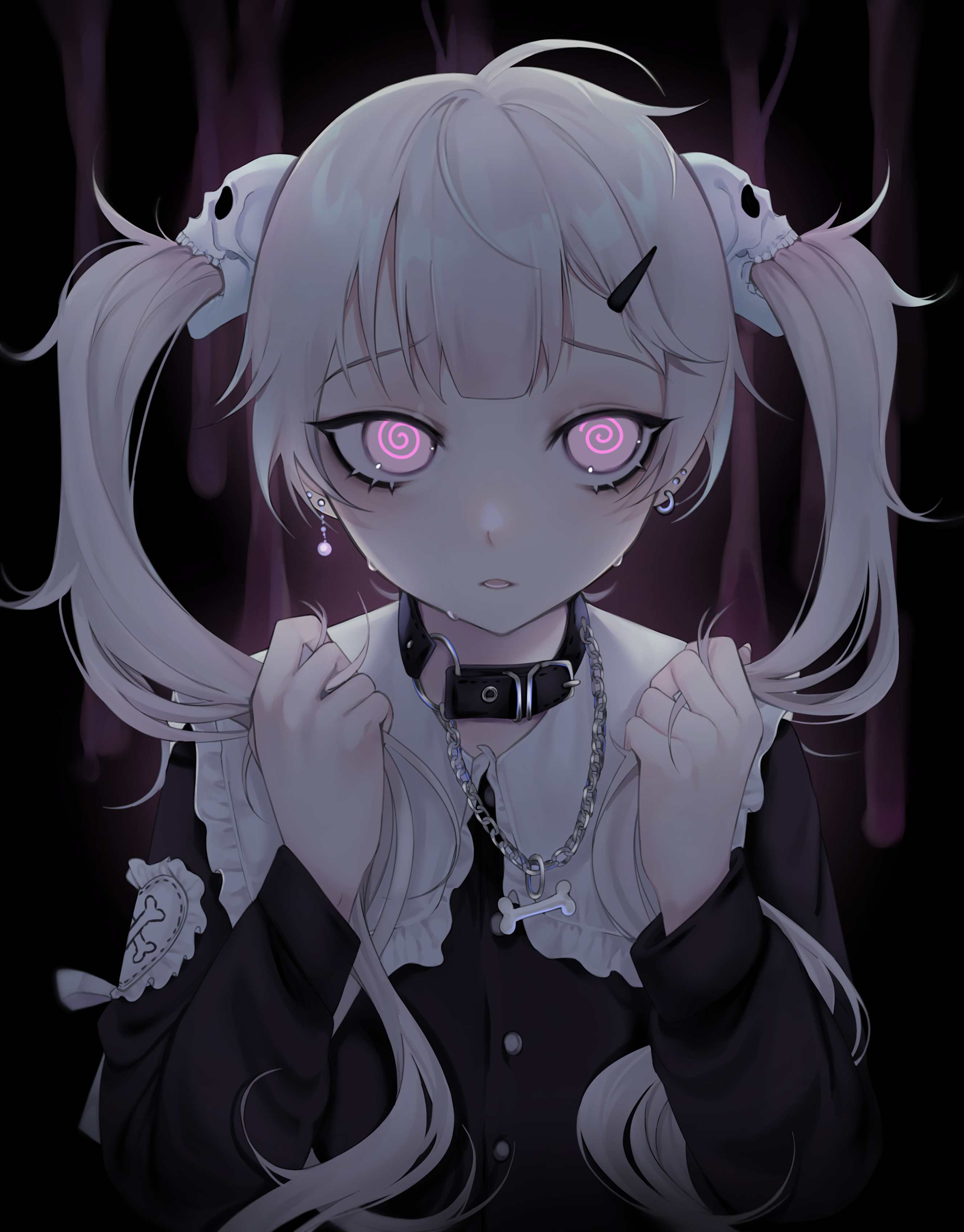 Girl Glance Tears Anime Art Gloomy