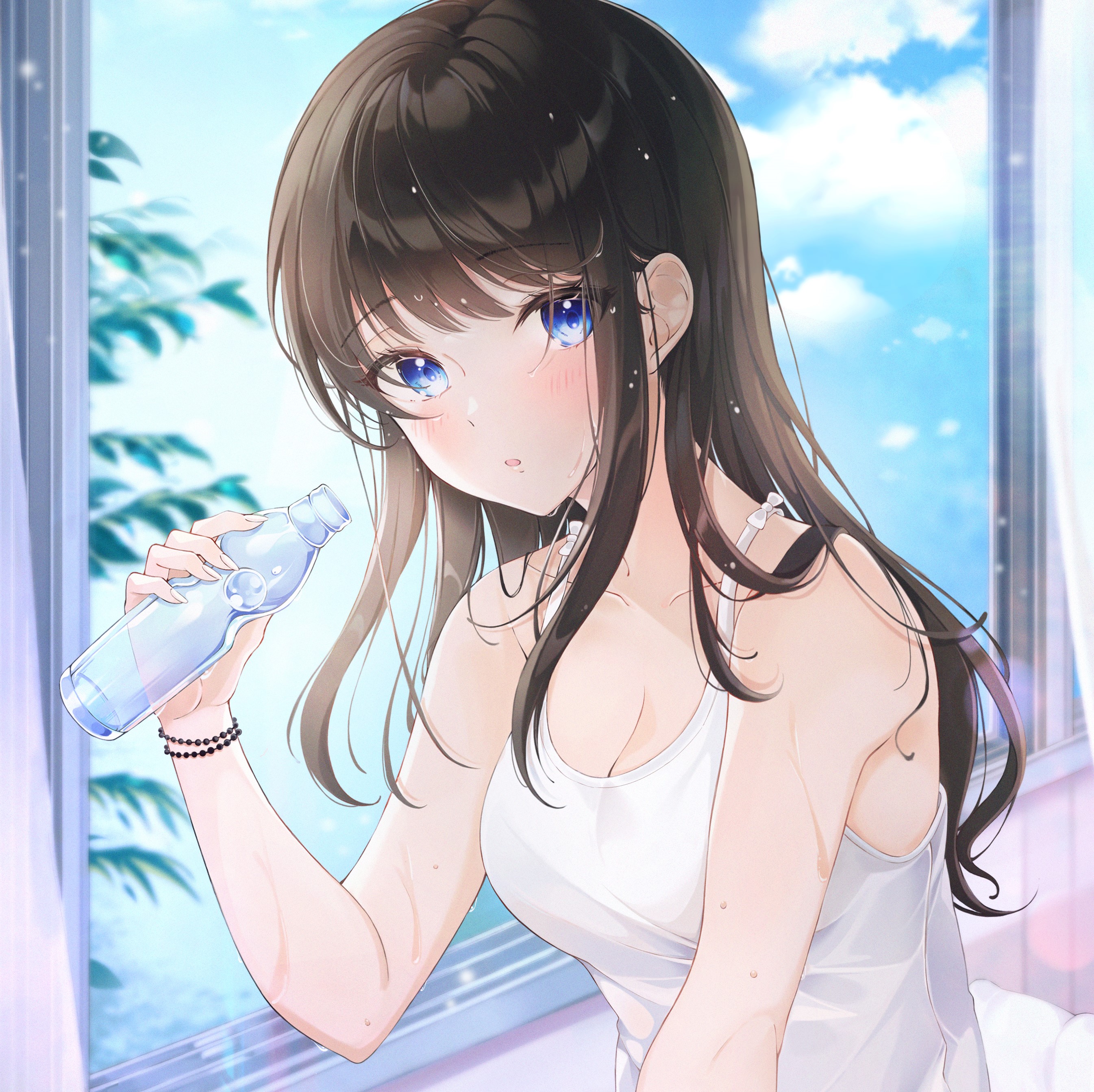 Girl Glance Water Bottle Anime