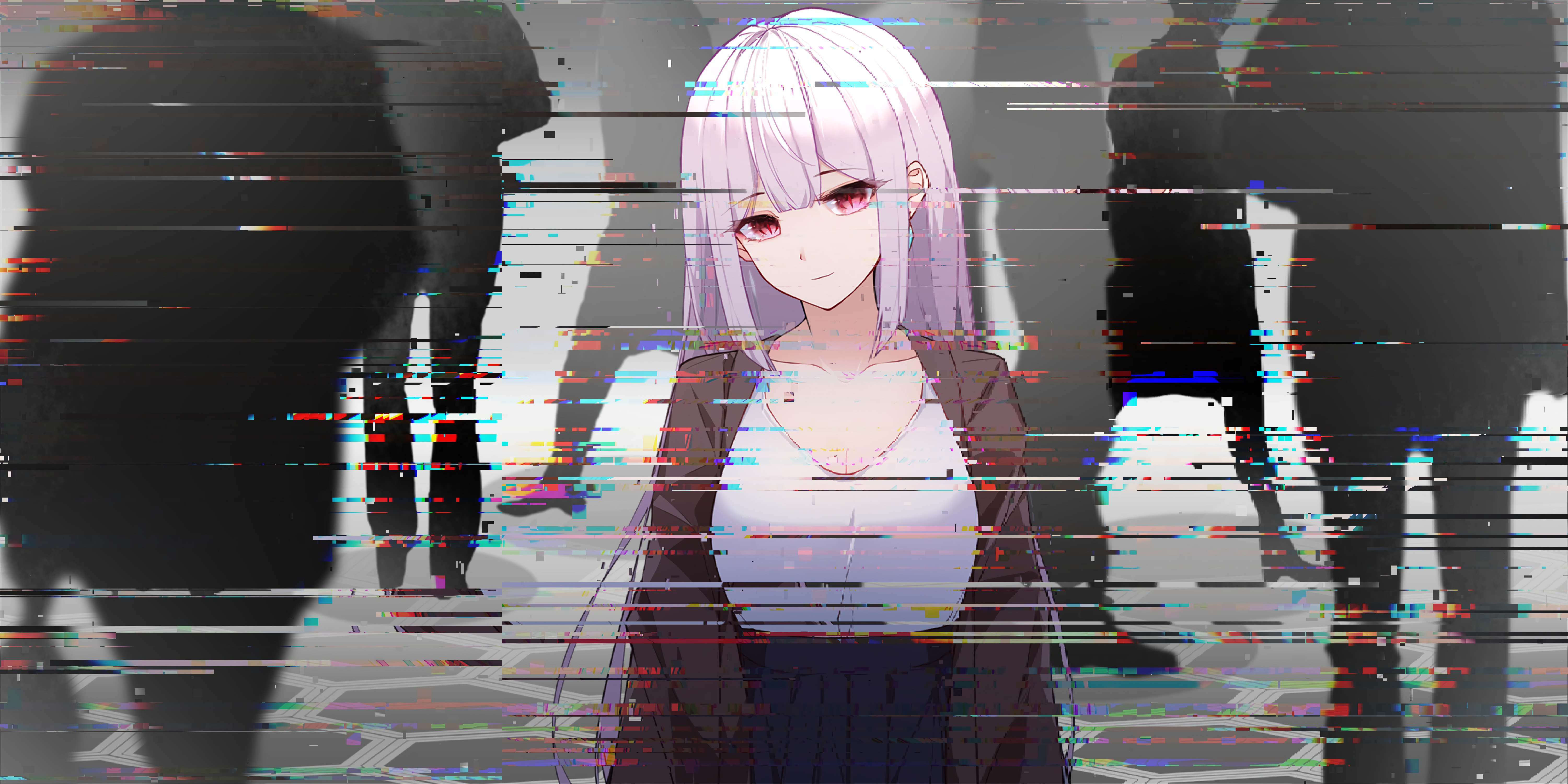 Girl Glitch Interference Anime Art