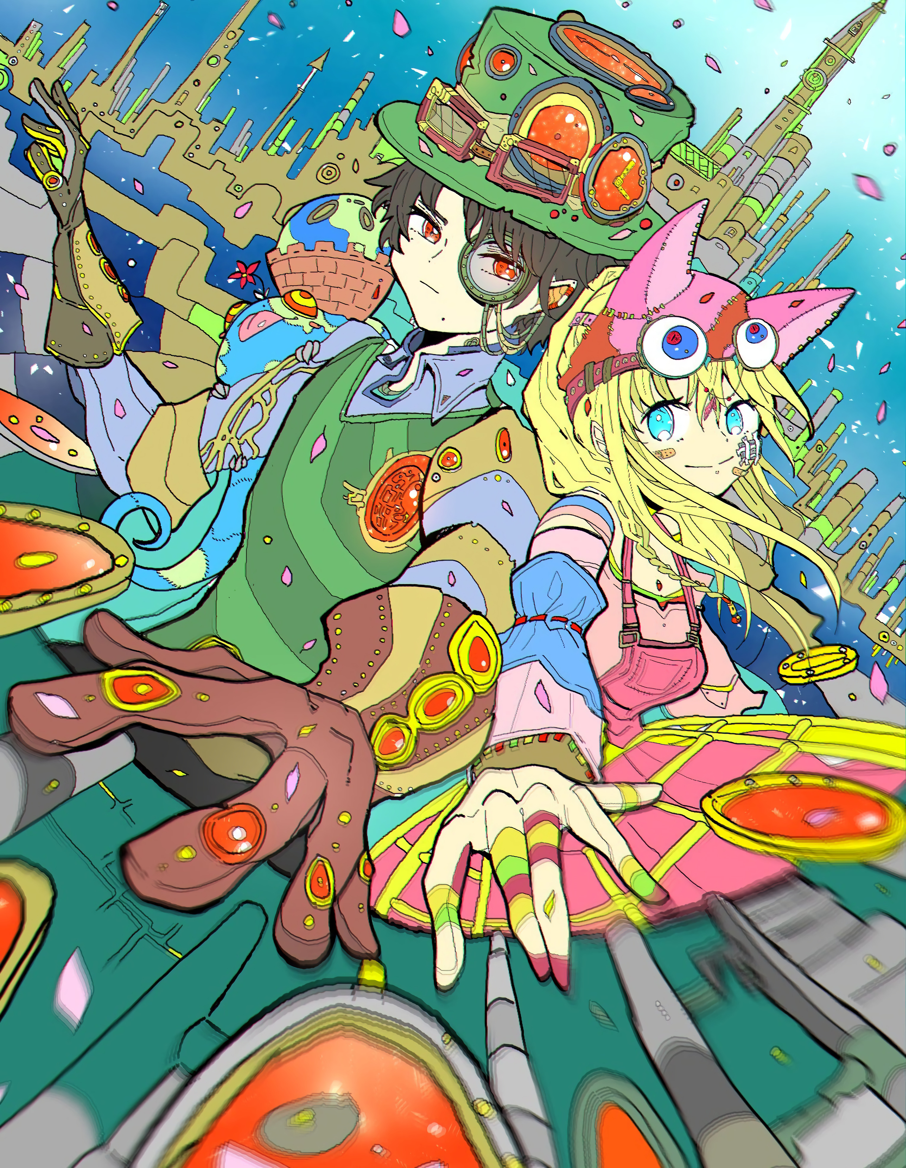 Girl Guy Couple Hat Fantasy Anime Art
