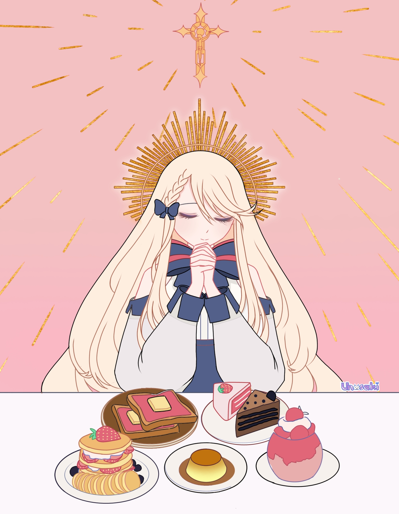 Girl Halo Prayer Dessert Anime