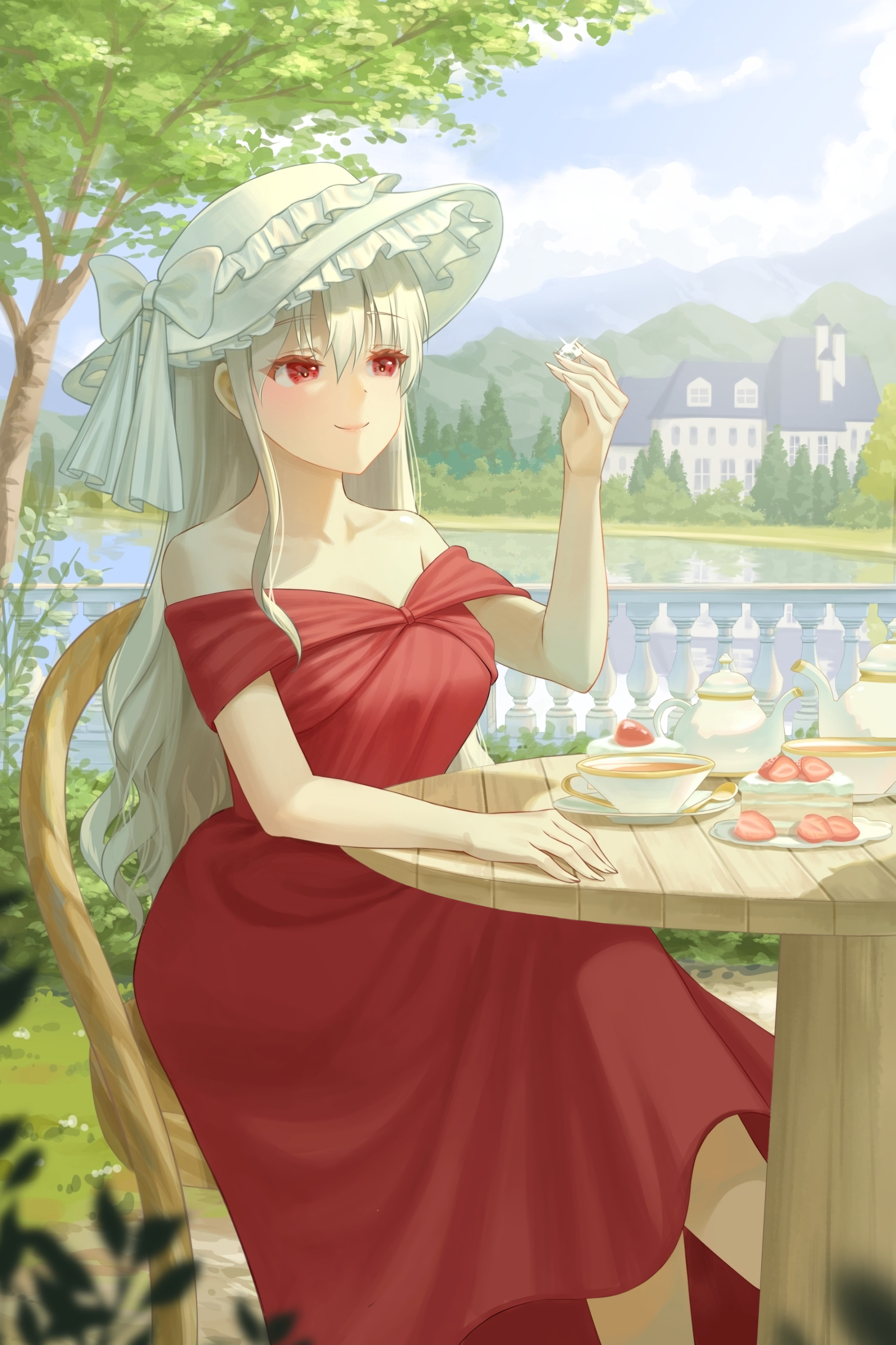 Girl Hat Tea-party Anime Art