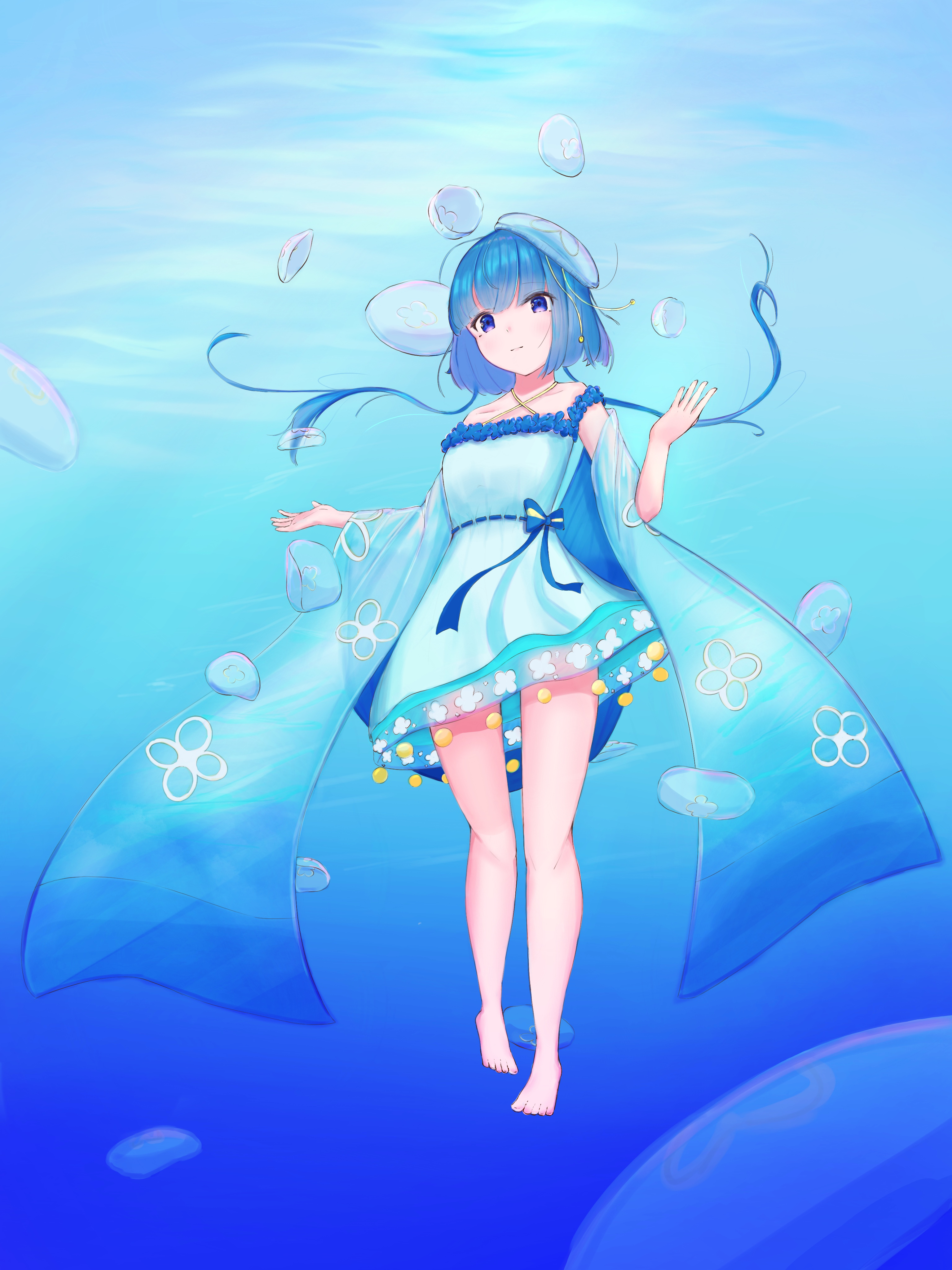 Girl Jellyfish Water Underwater Blue Anime