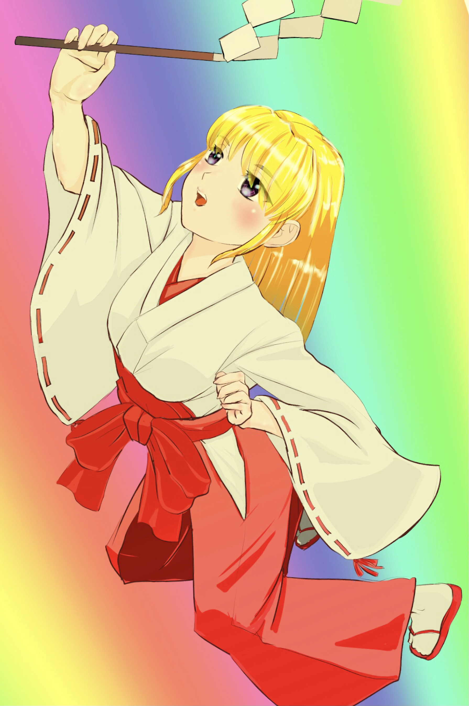 Girl Kimono Anime Art Colorful