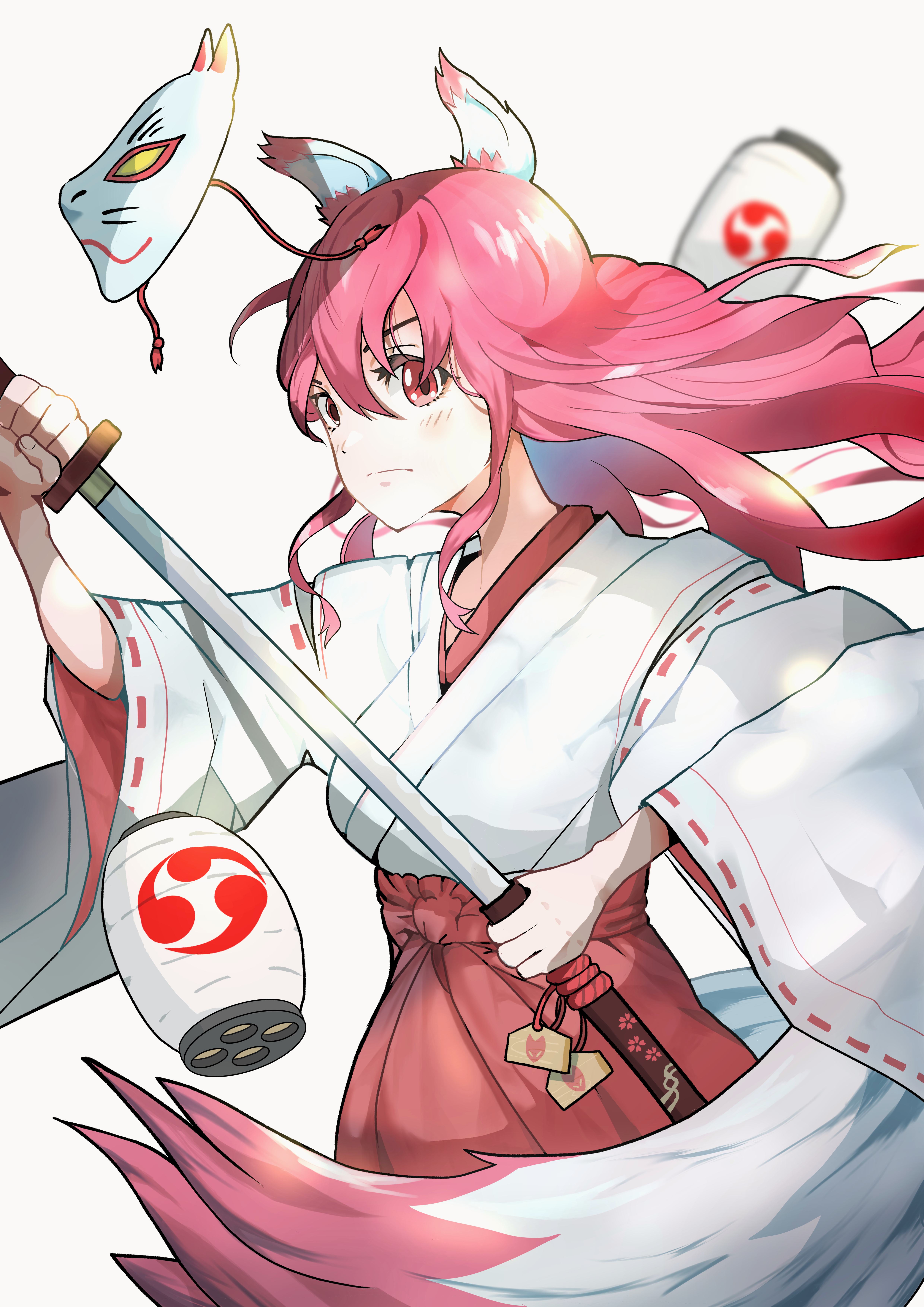 Girl Kimono Mask Katana Warrior Anime