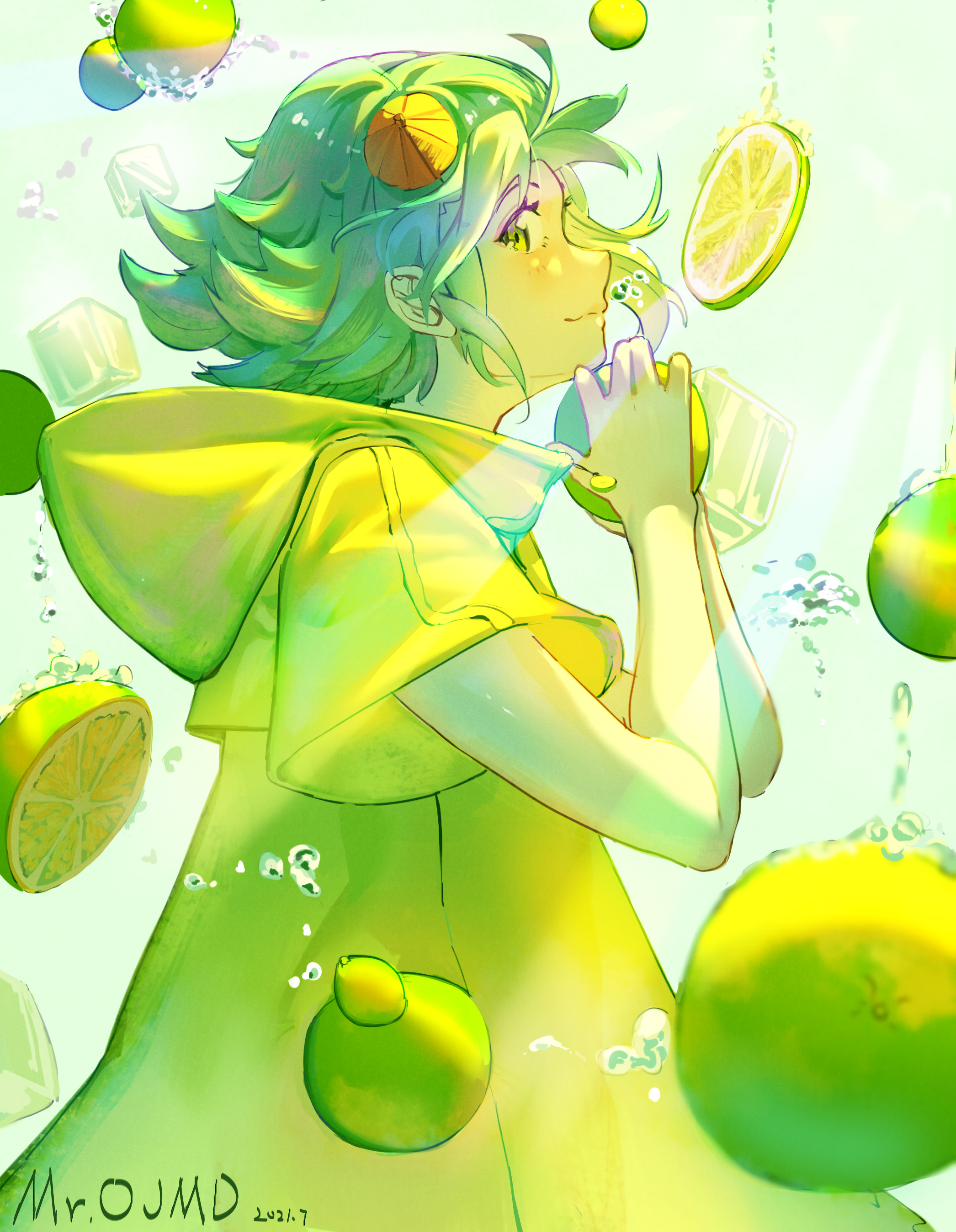 Girl Lemonade Lemons Bubbles Anime