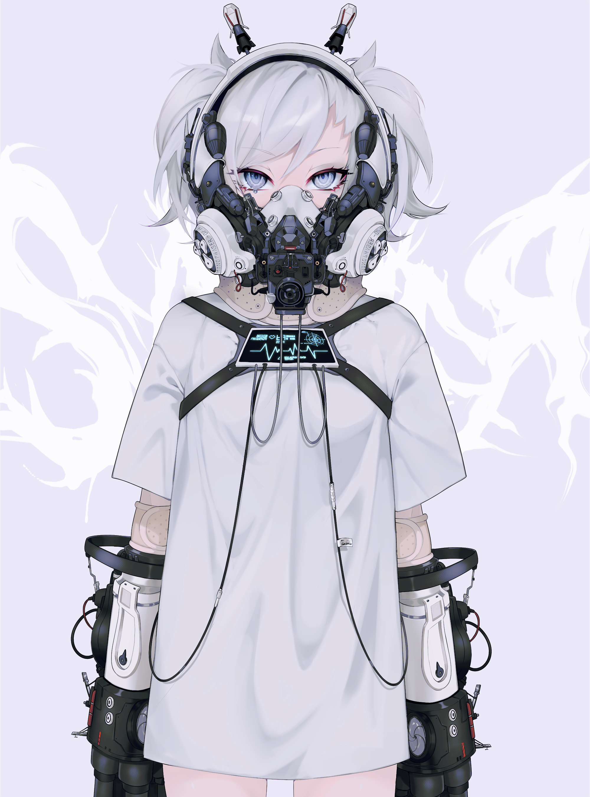 Girl Mask Cyborg White Anime