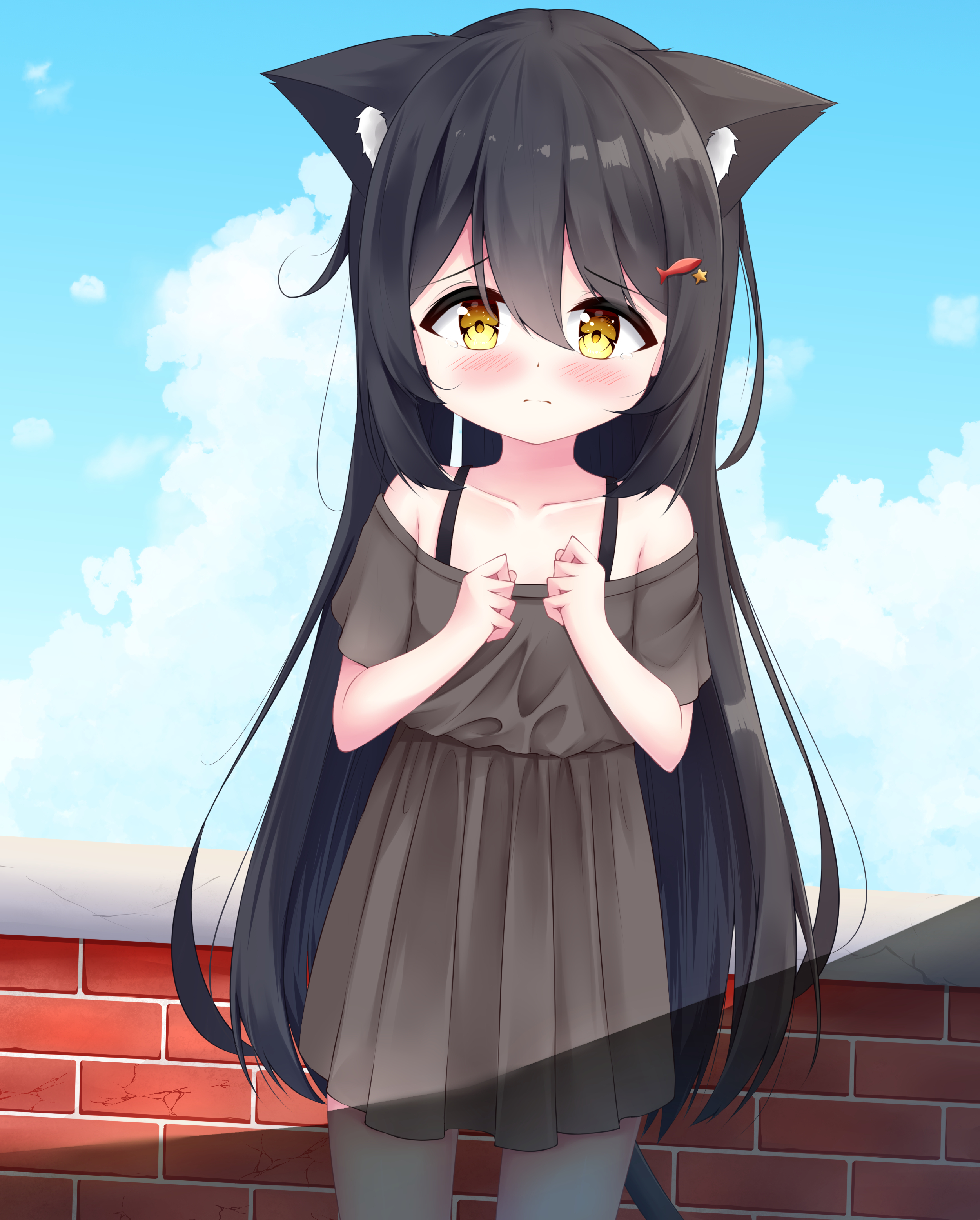 Girl Neko Ears Sad Anime