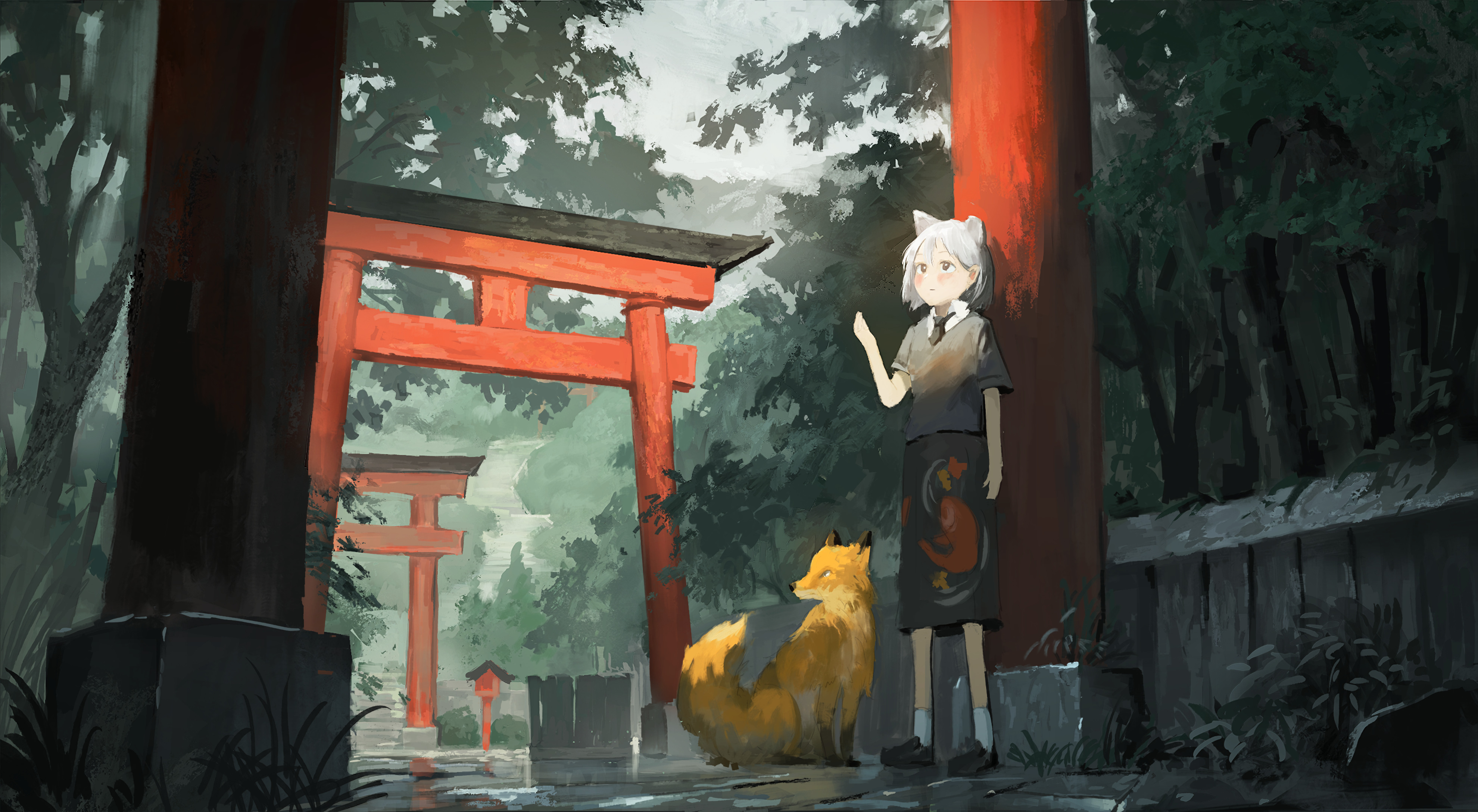 Girl Neko Fox Anime Art Japan