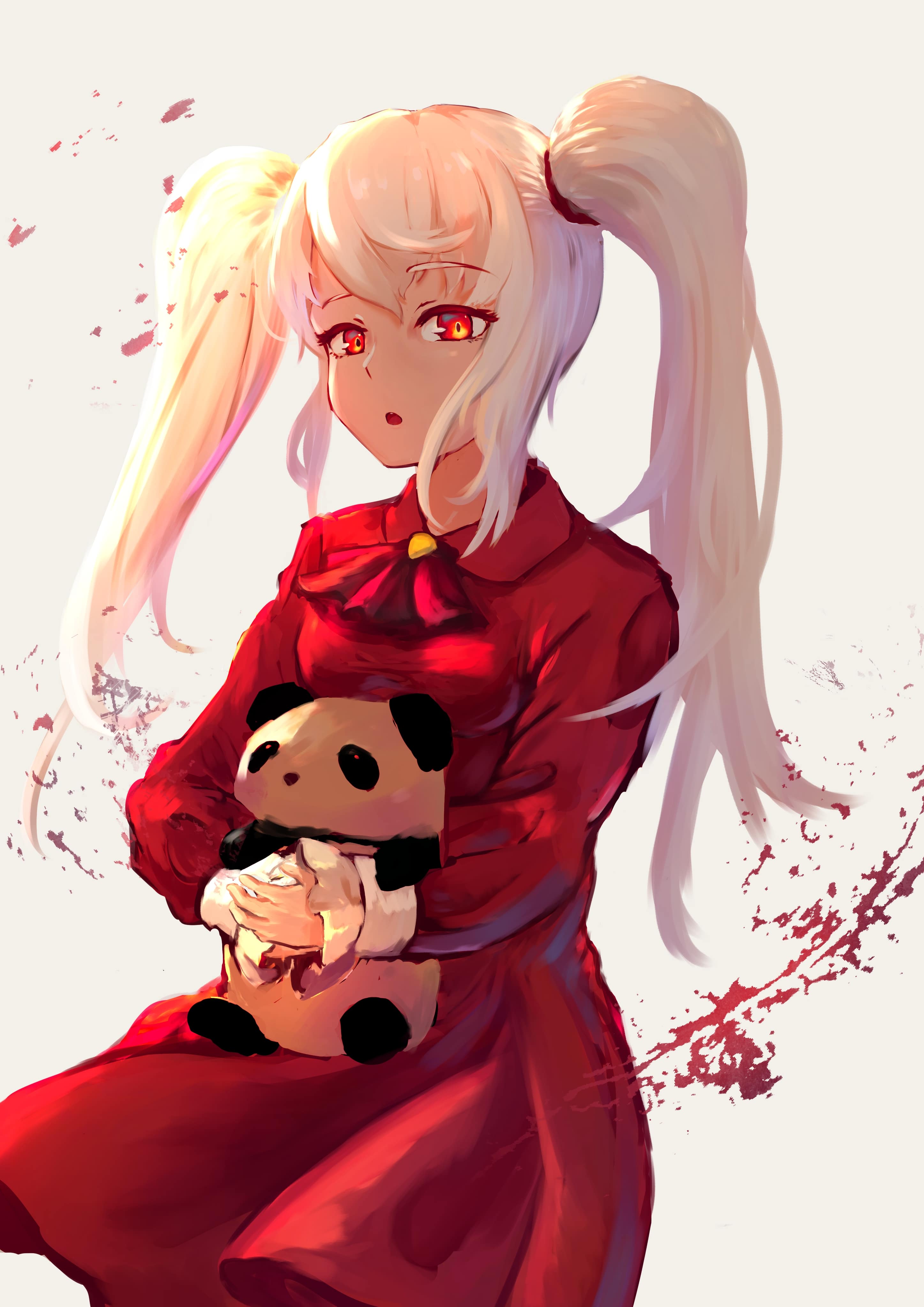 Girl Ponytails Toy Panda Anime Art