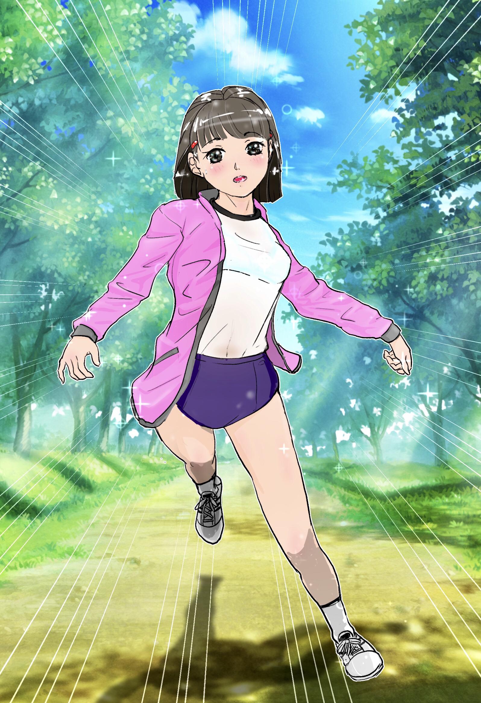 Girl Run Running Park Anime