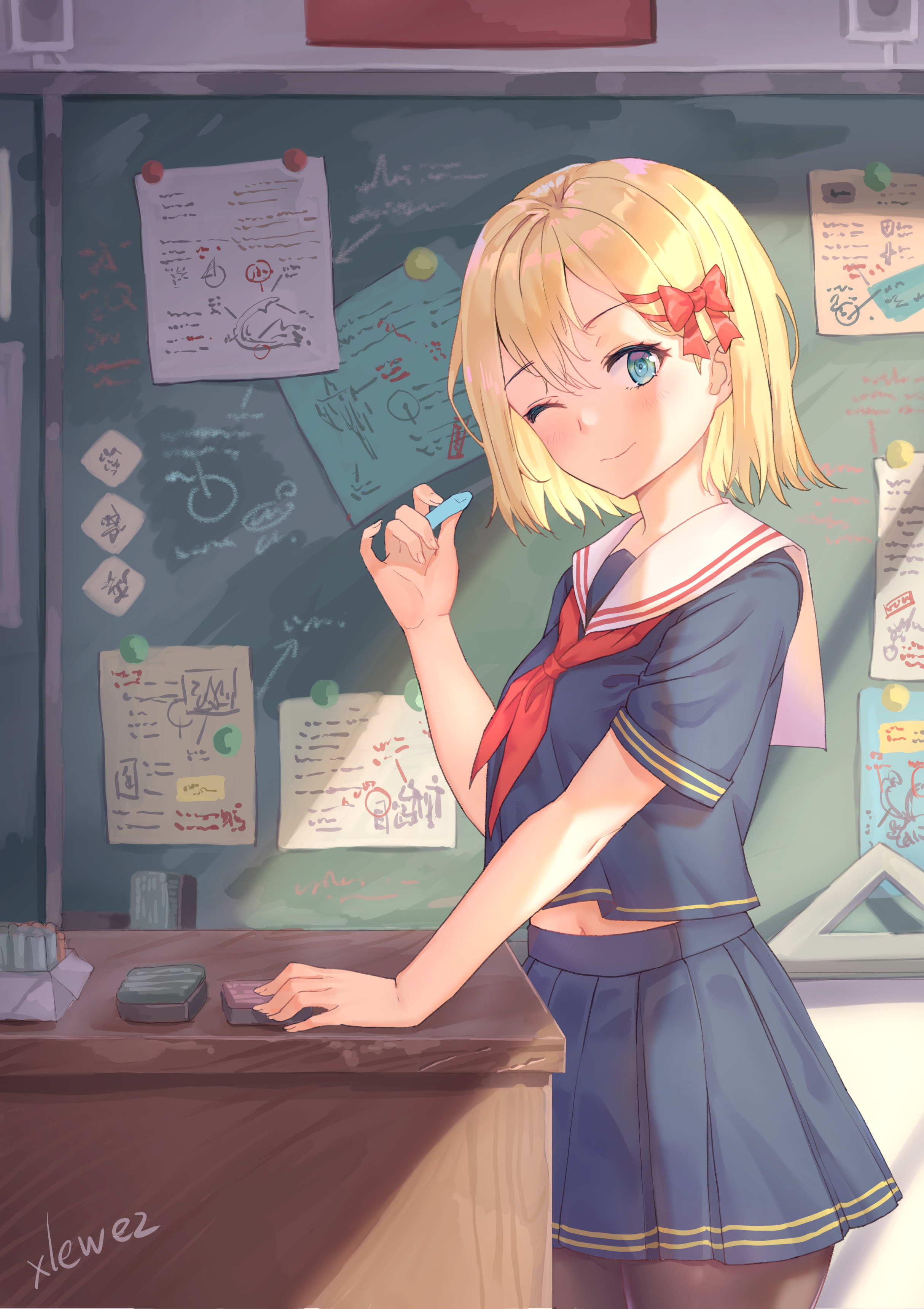 Girl Schoolgirl School Smile Anime Art