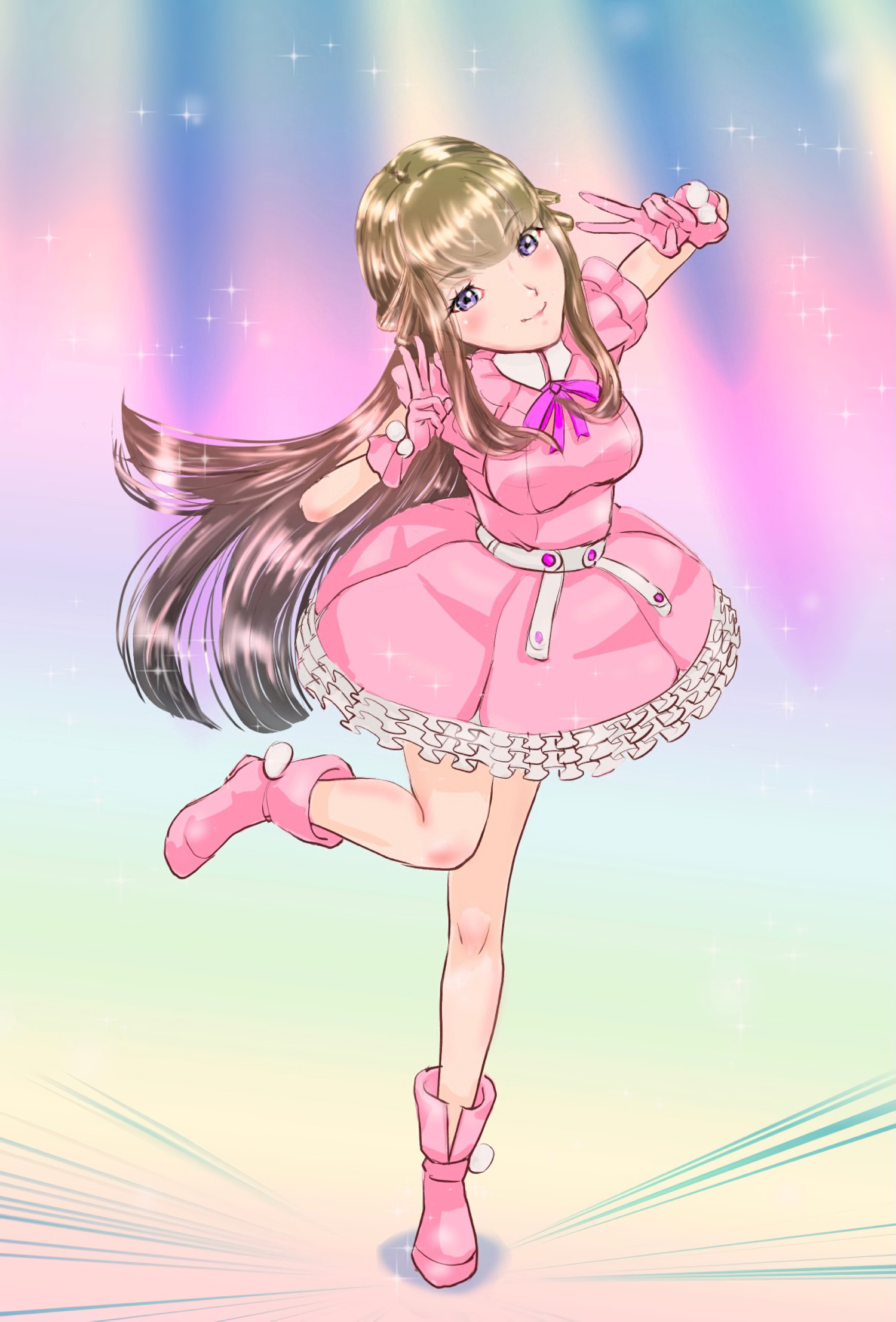 Girl Smile Dress Anime Art Pink