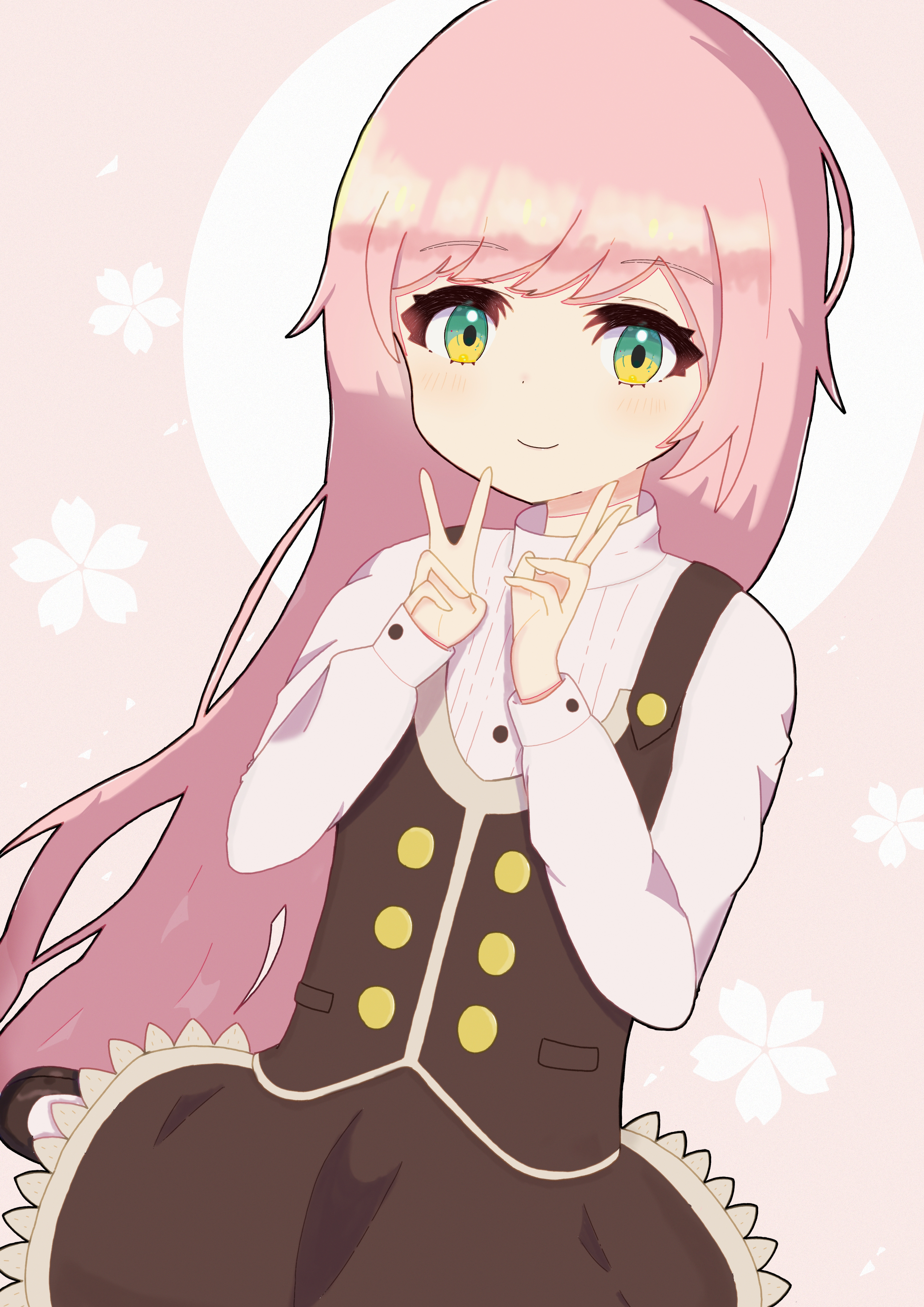 Girl Smile Gesture Anime Art Pink