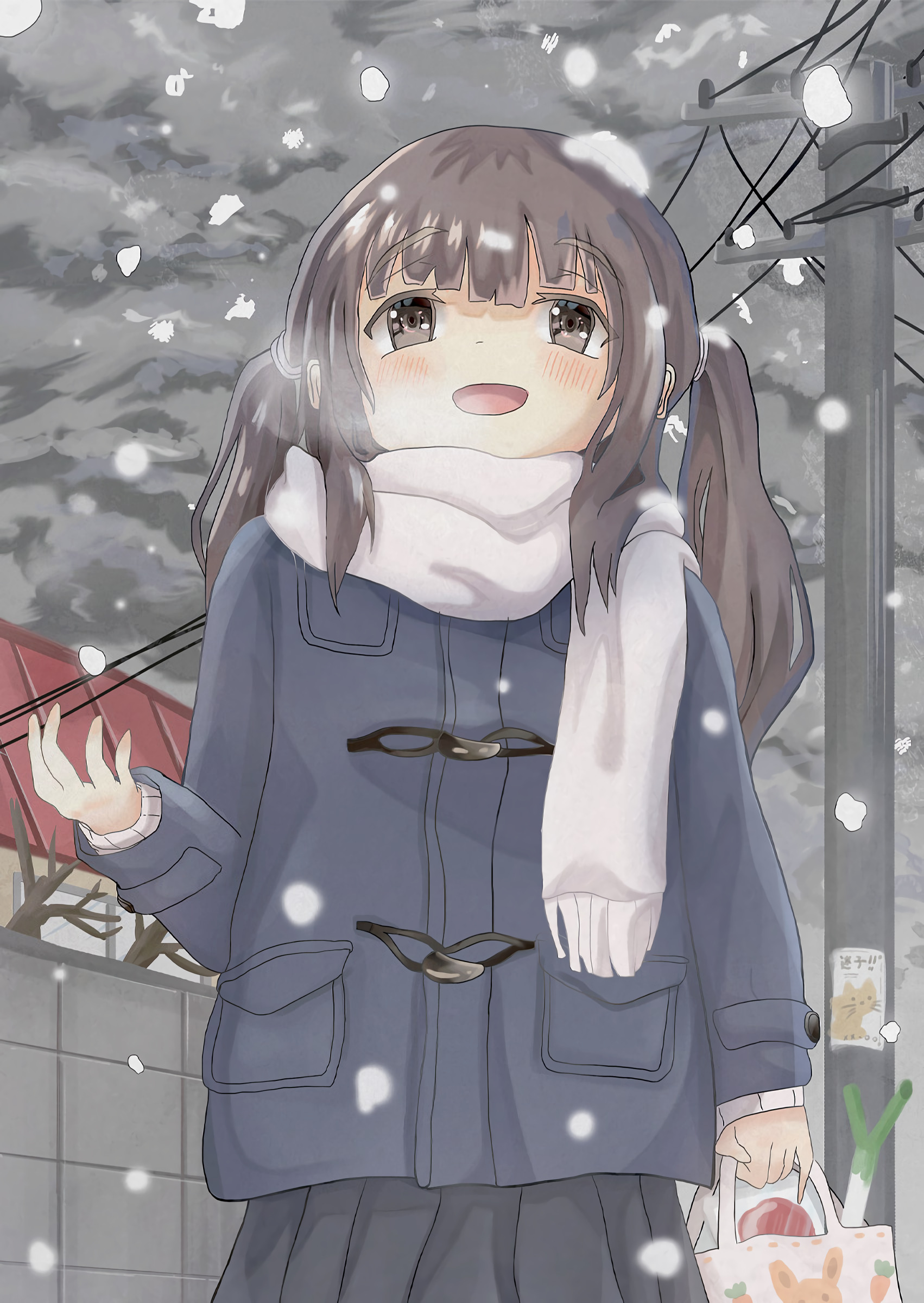 Girl Smile Snow Anime Art