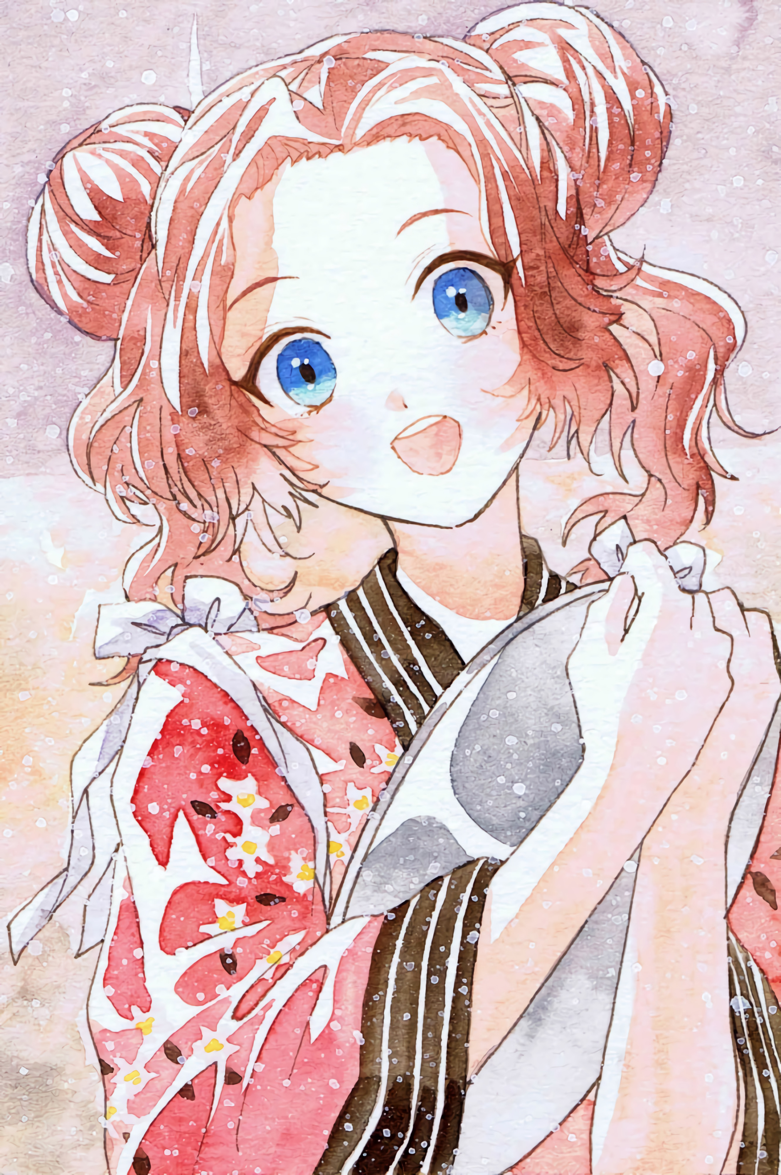 Girl Smile Watercolor Anime Art