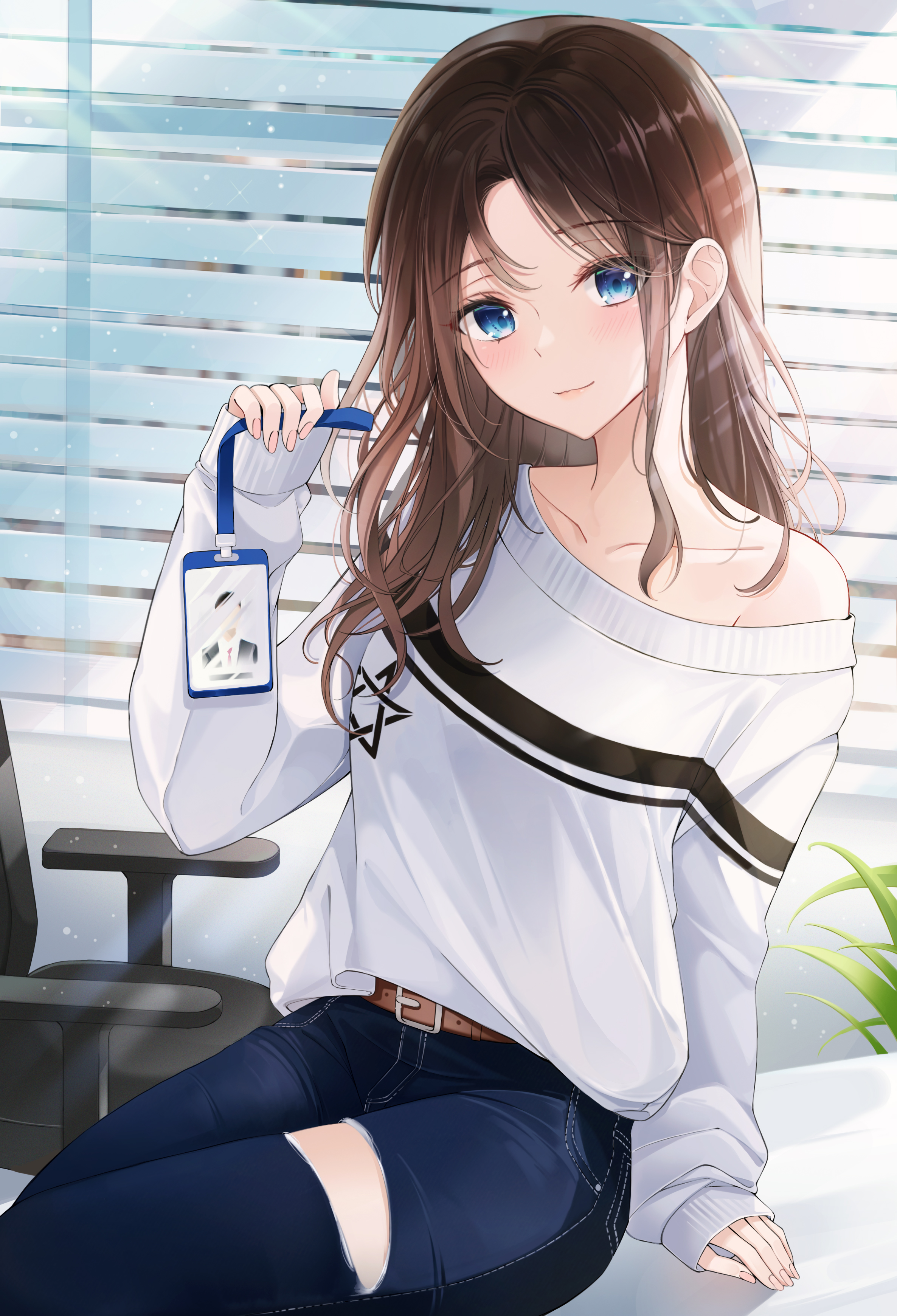 Girl Sweater Glance Anime