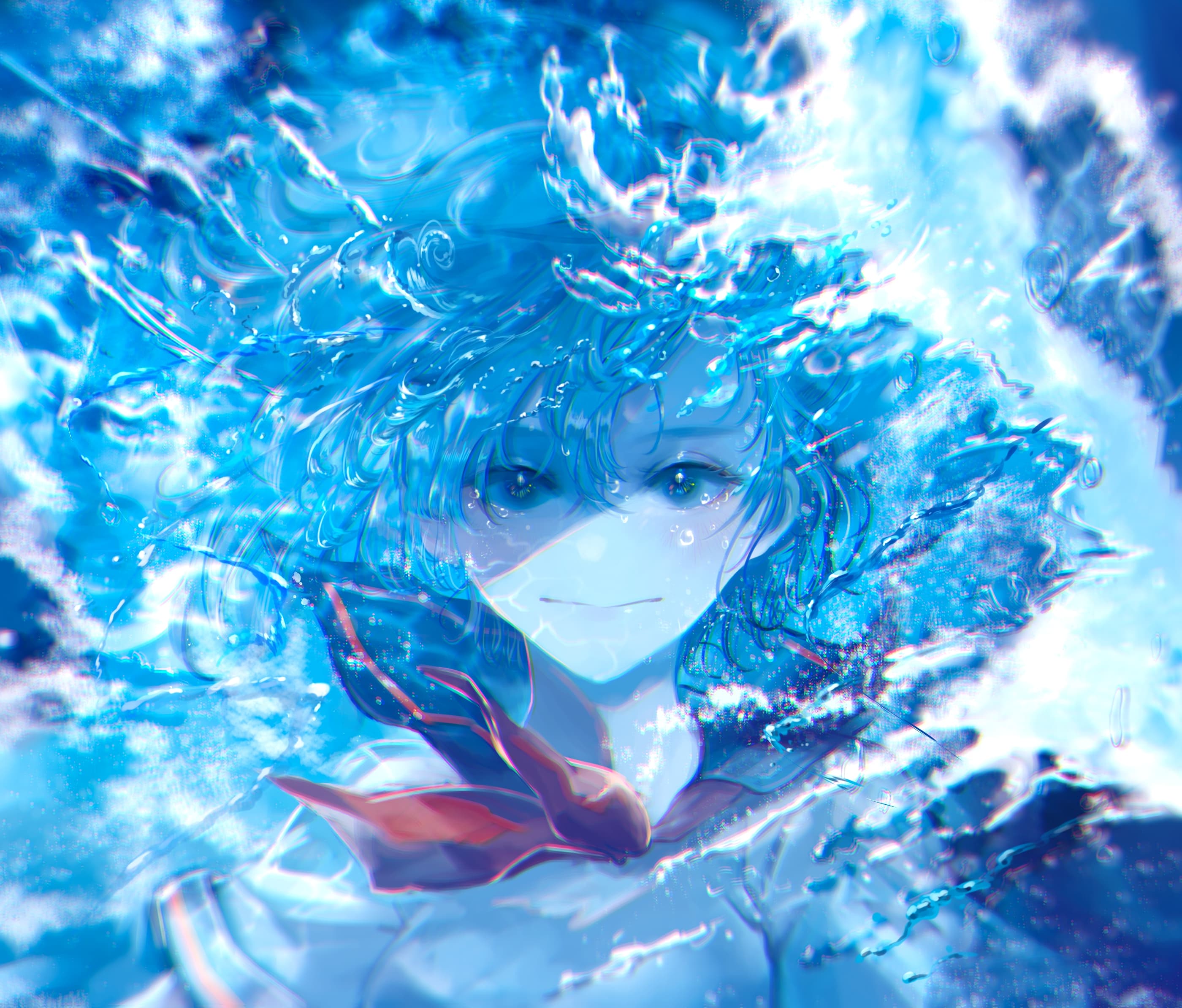 Girl Underwater Water Anime Art Blue