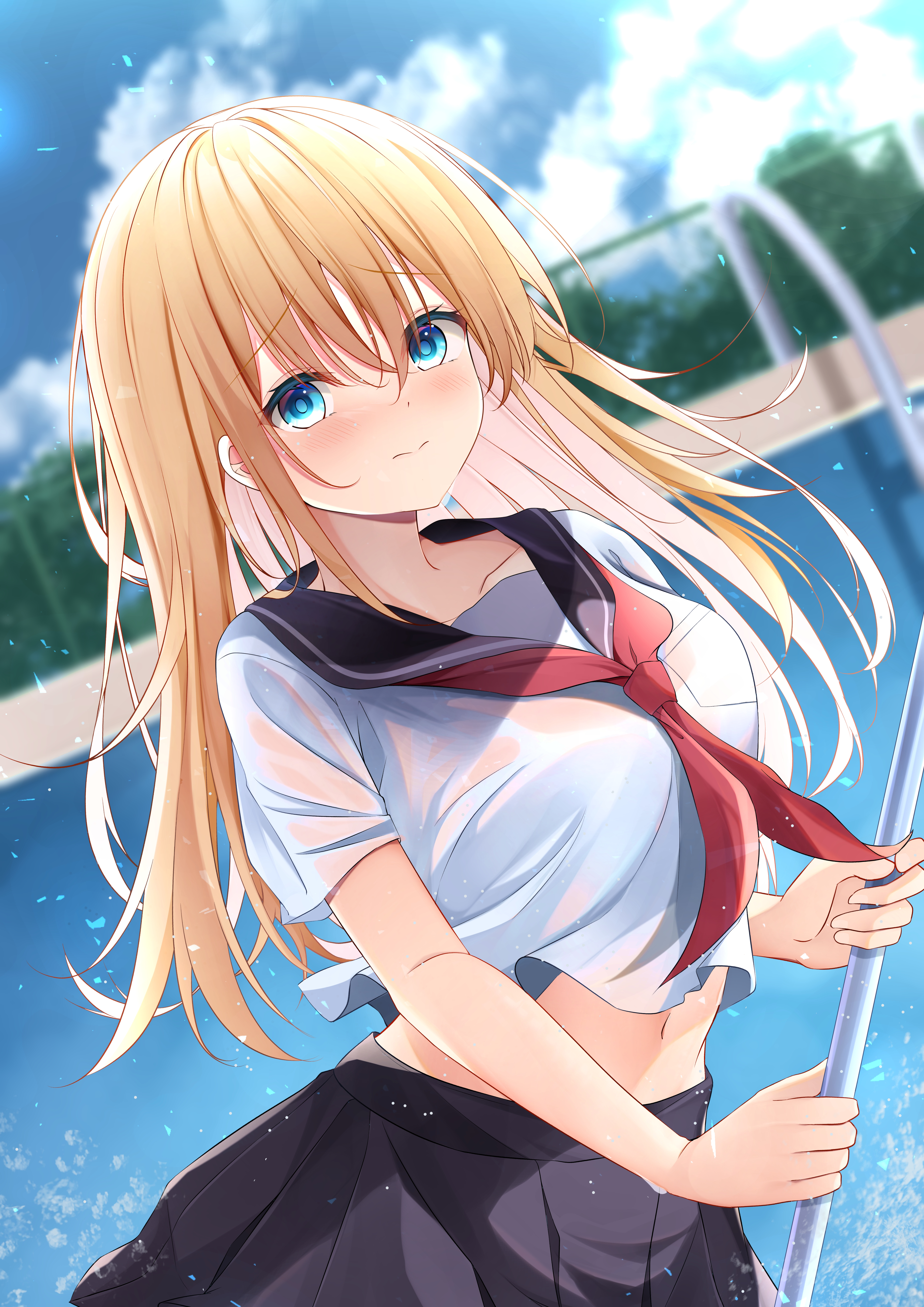 Girl Uniform Glance Anime Art