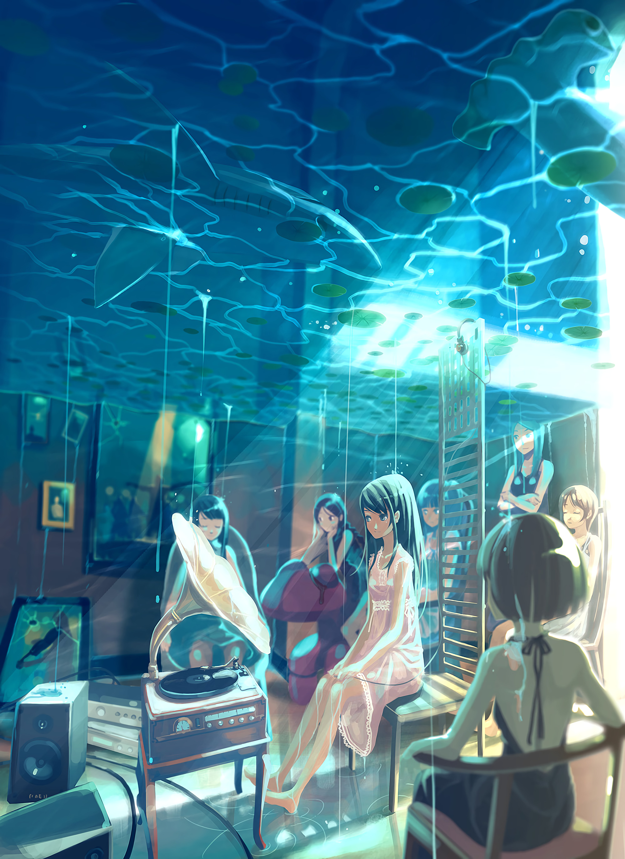 Girls Party Music Underwater Anime