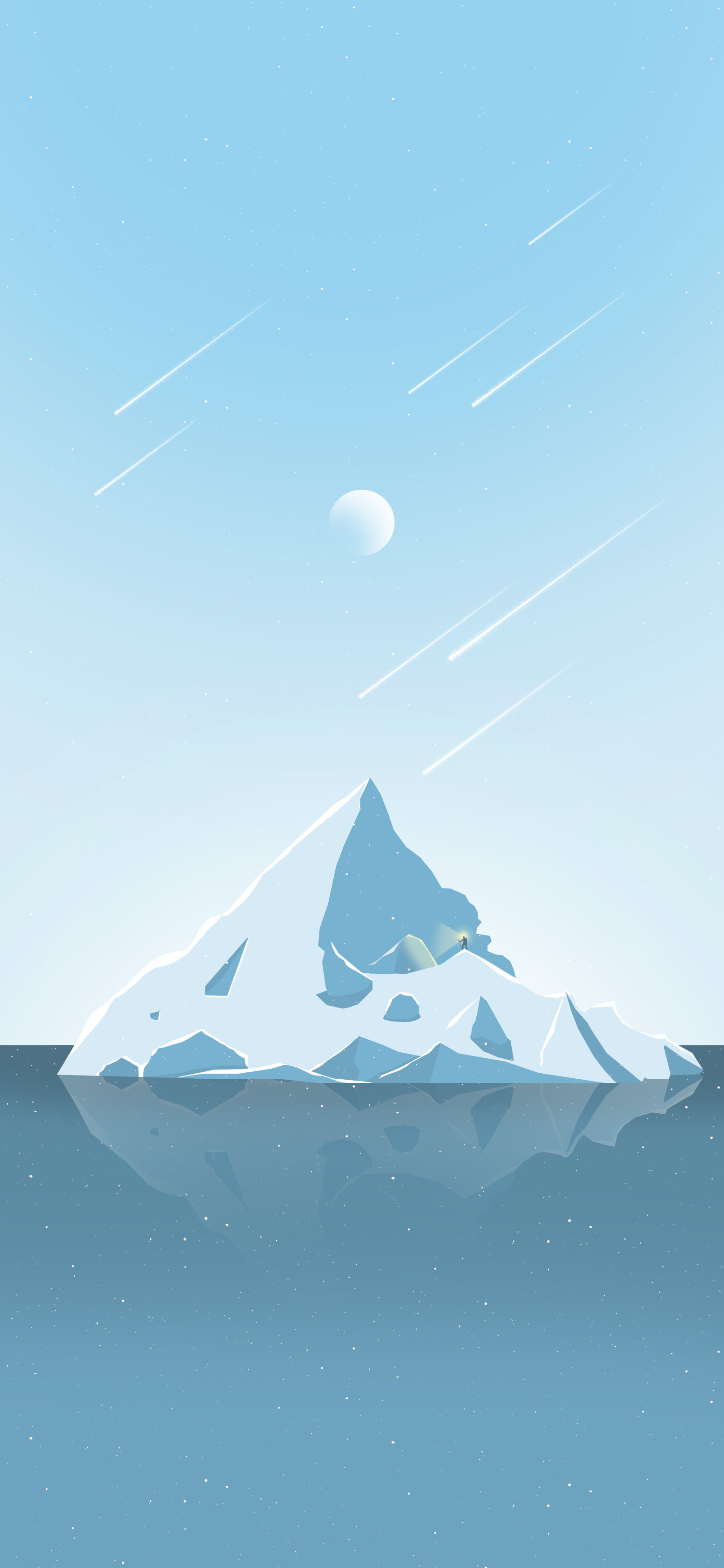 Glacier Ice Silhouette Moon Art Minimalism