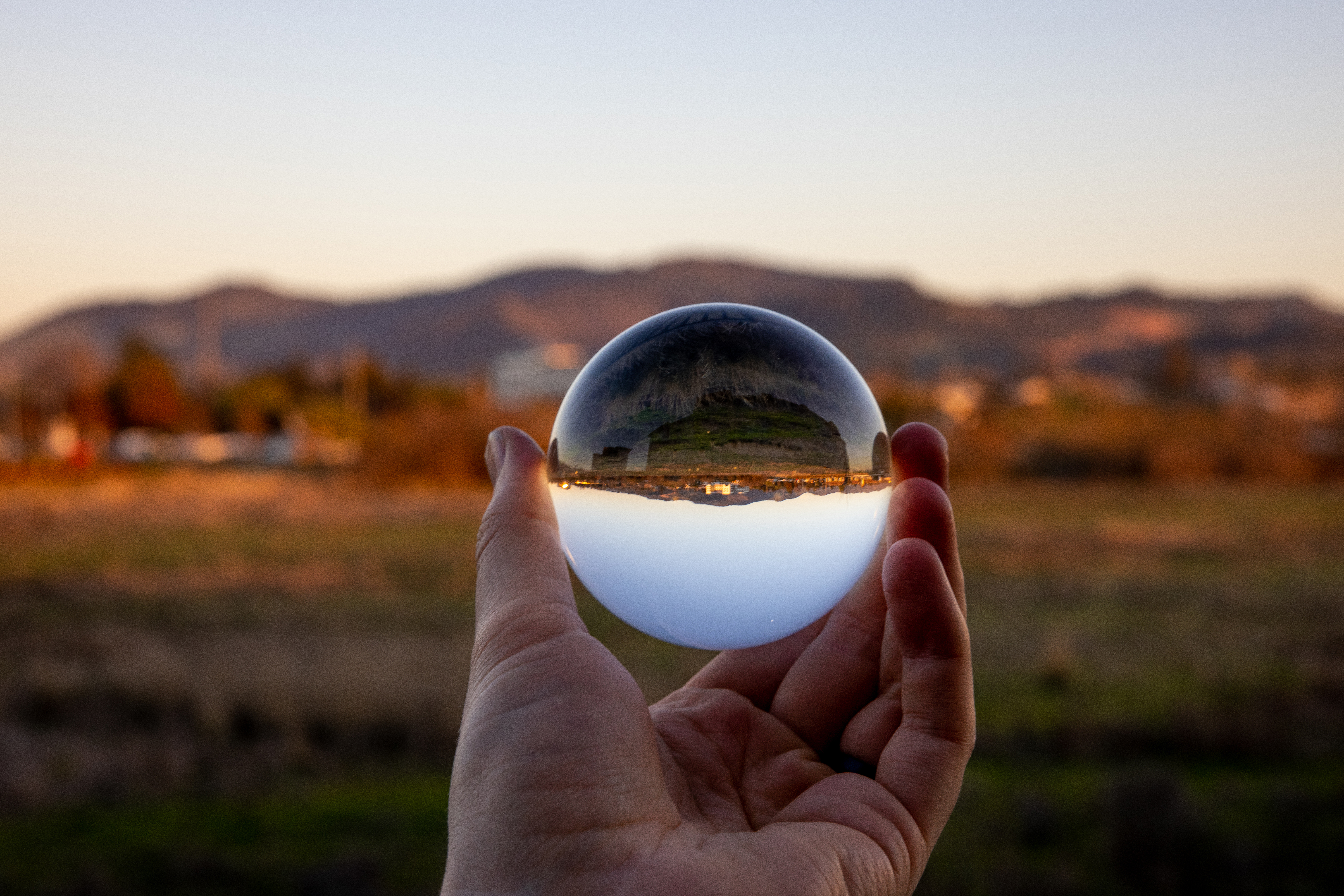 Glass-ball Ball Reflection Landscape Macro