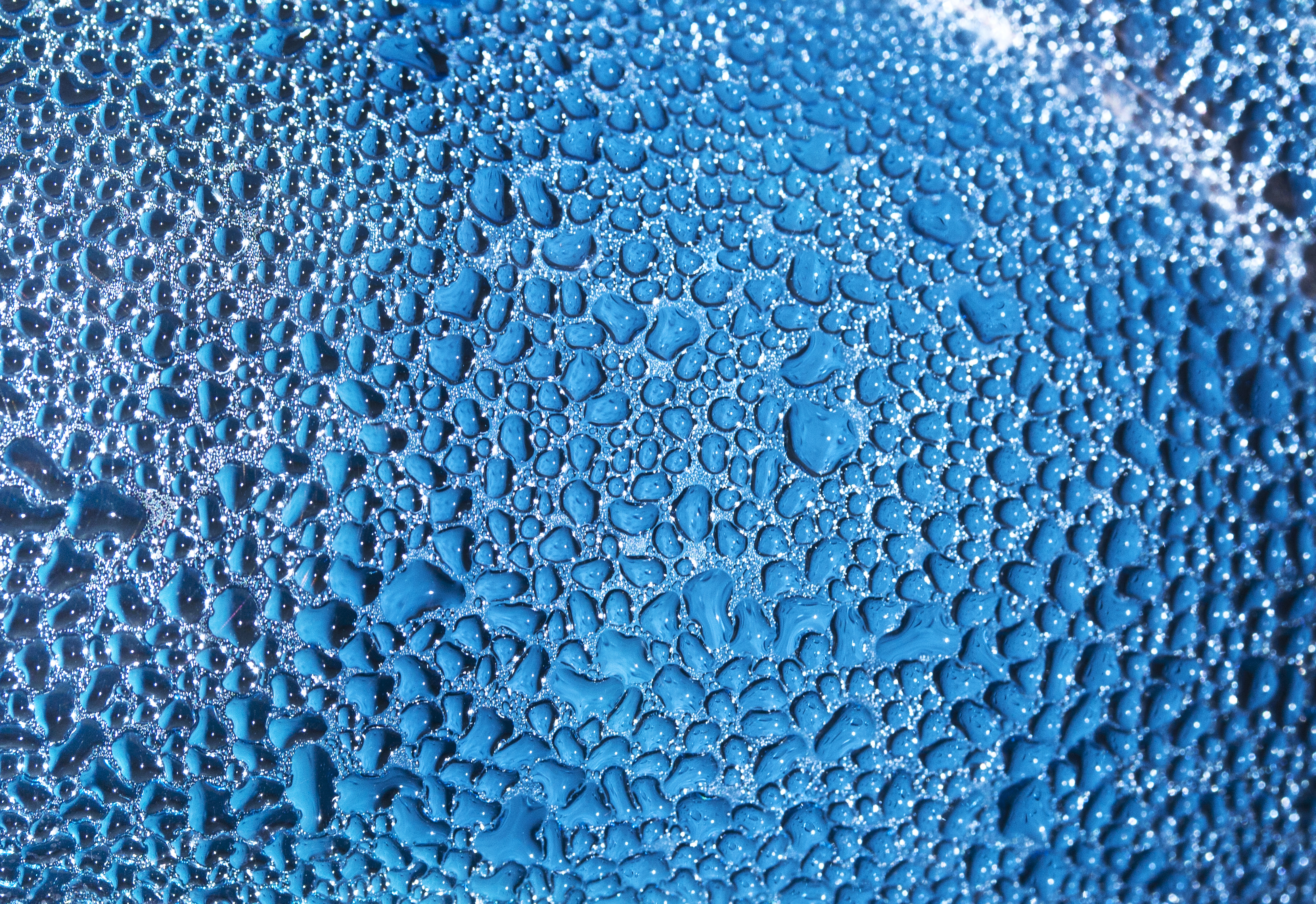 Glass Drops Macro Blue