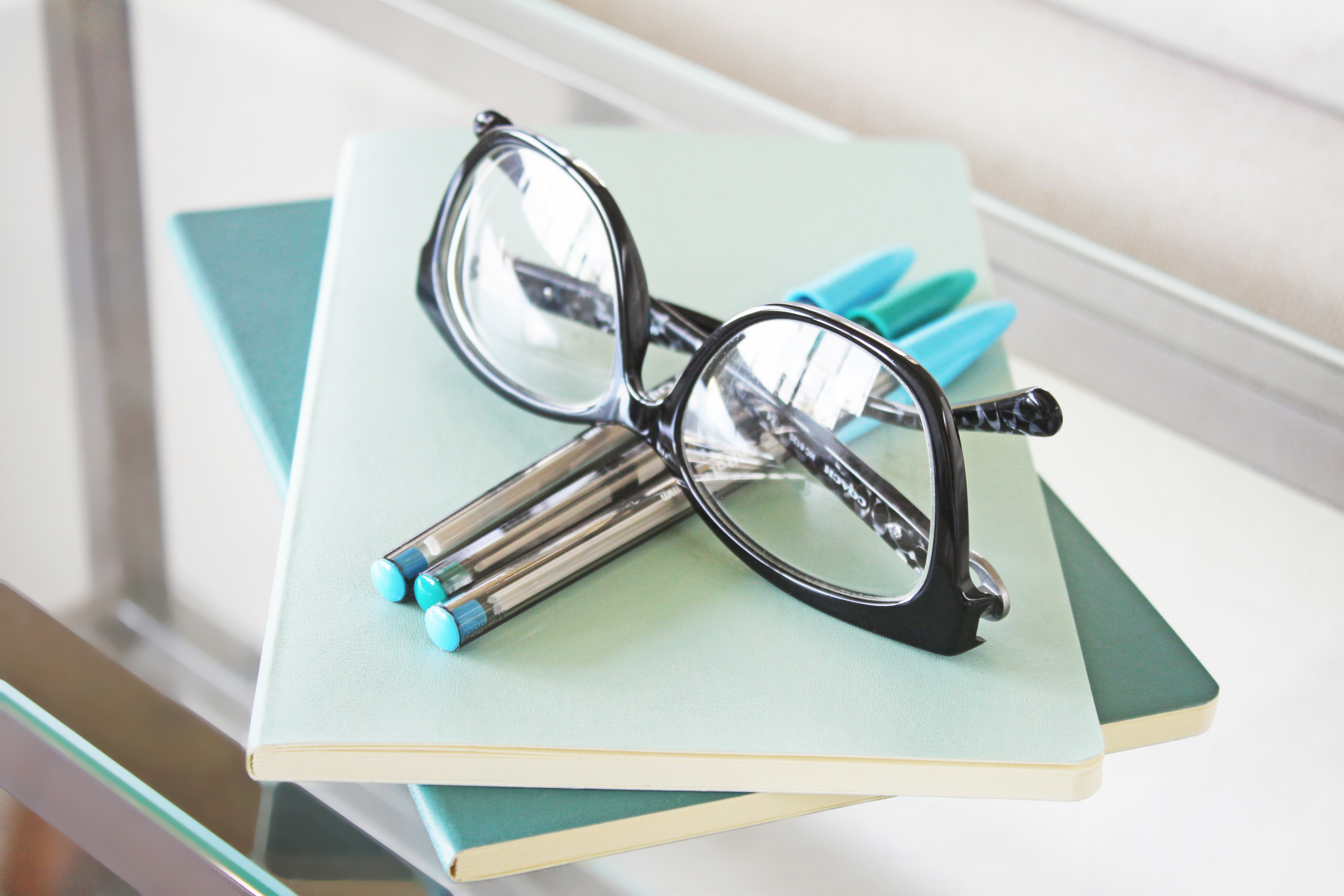 Glasses Pens Notebooks Study