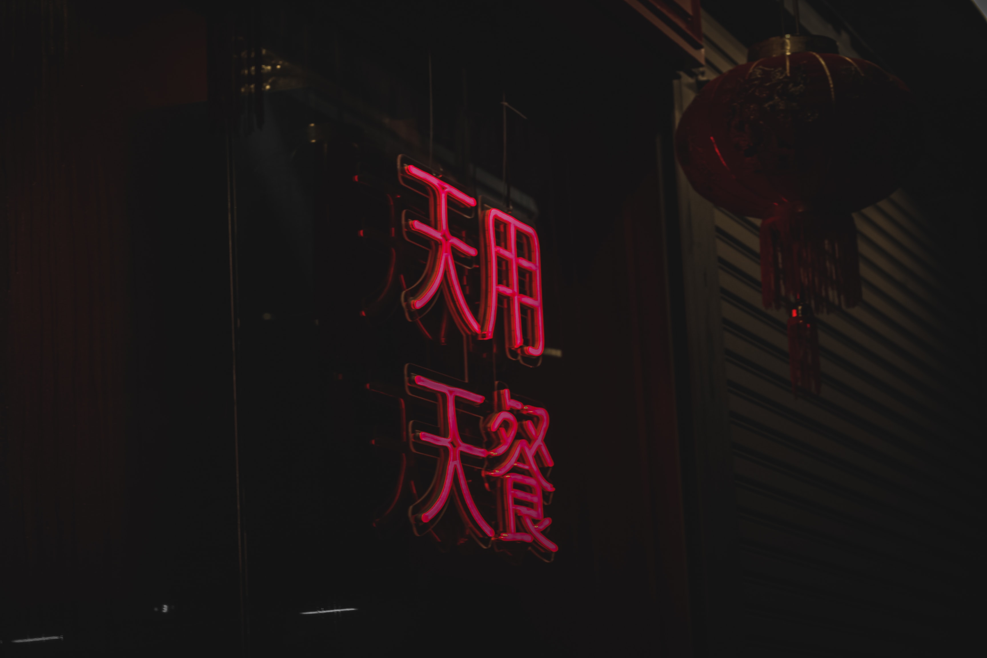 Hieroglyphs Neon Signboard Words Dark