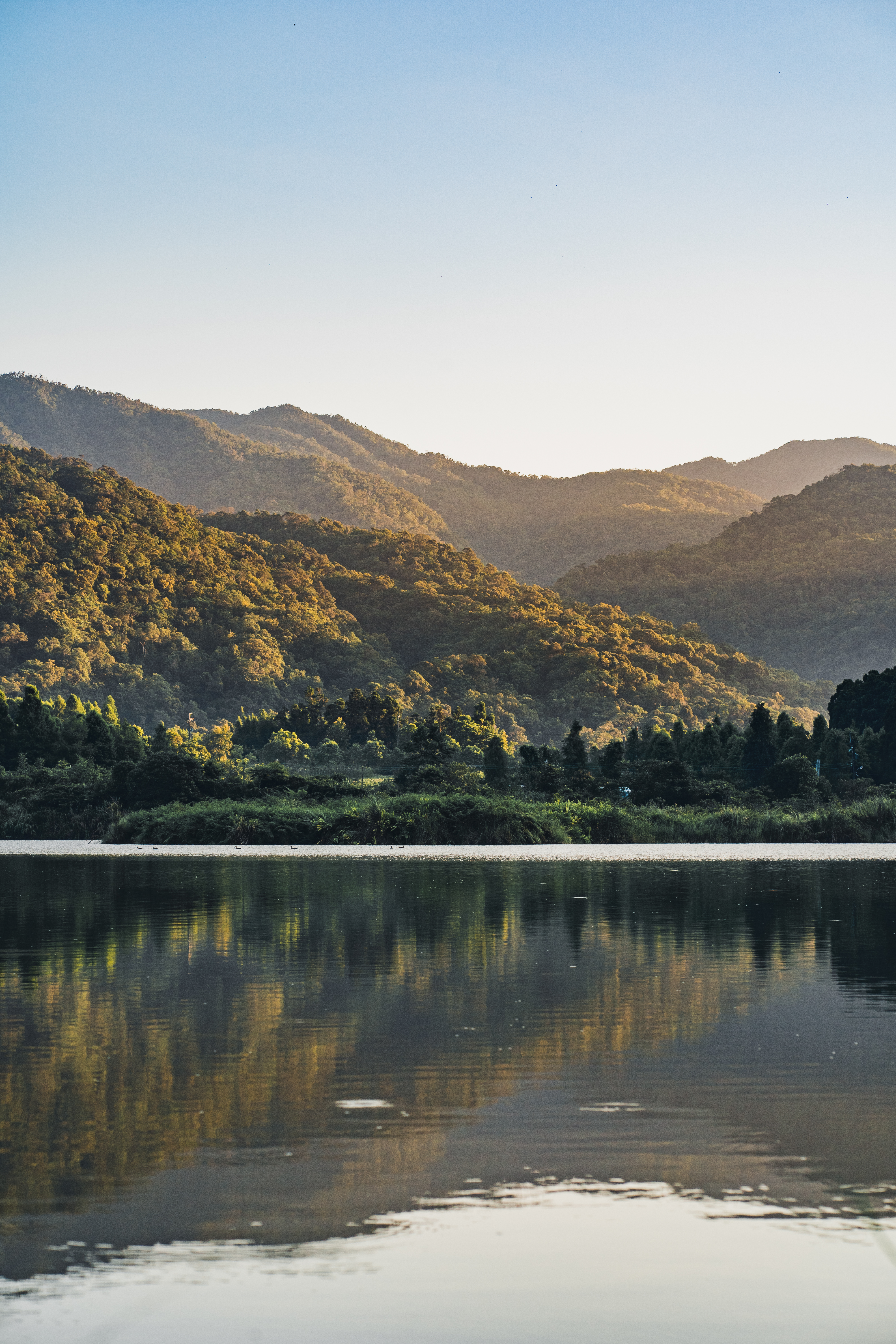 Hills Trees Lake Reflection Landscape